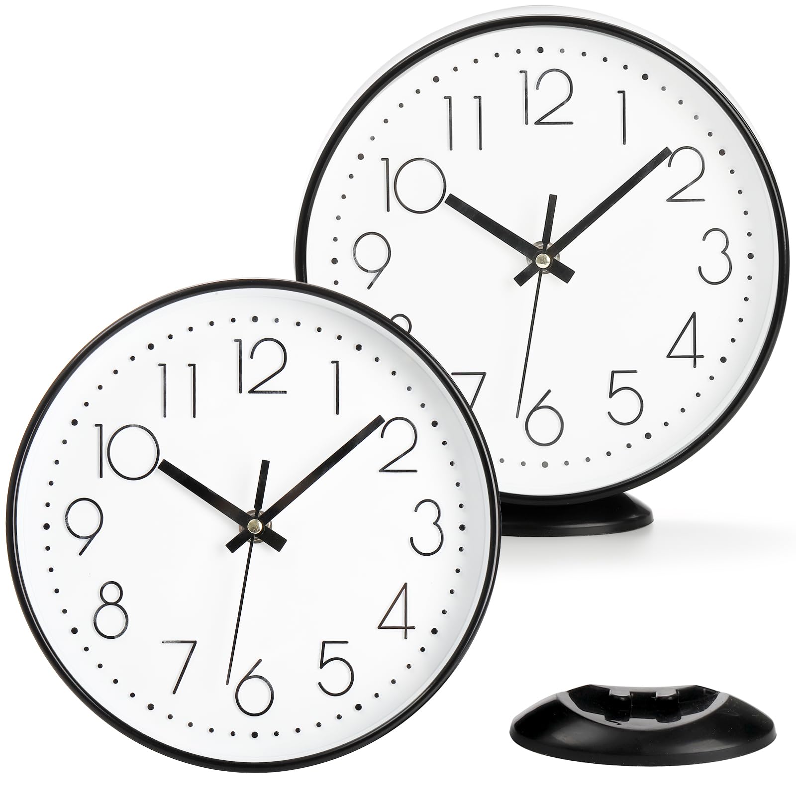 Coloch 2 Pack Wall Clock, 20cm/8" Black Vintage Silent Non-Ticking Clock Round Battery Operated Quartz Analog Clocks for Office, Study, Living Room, Bedroom, School
