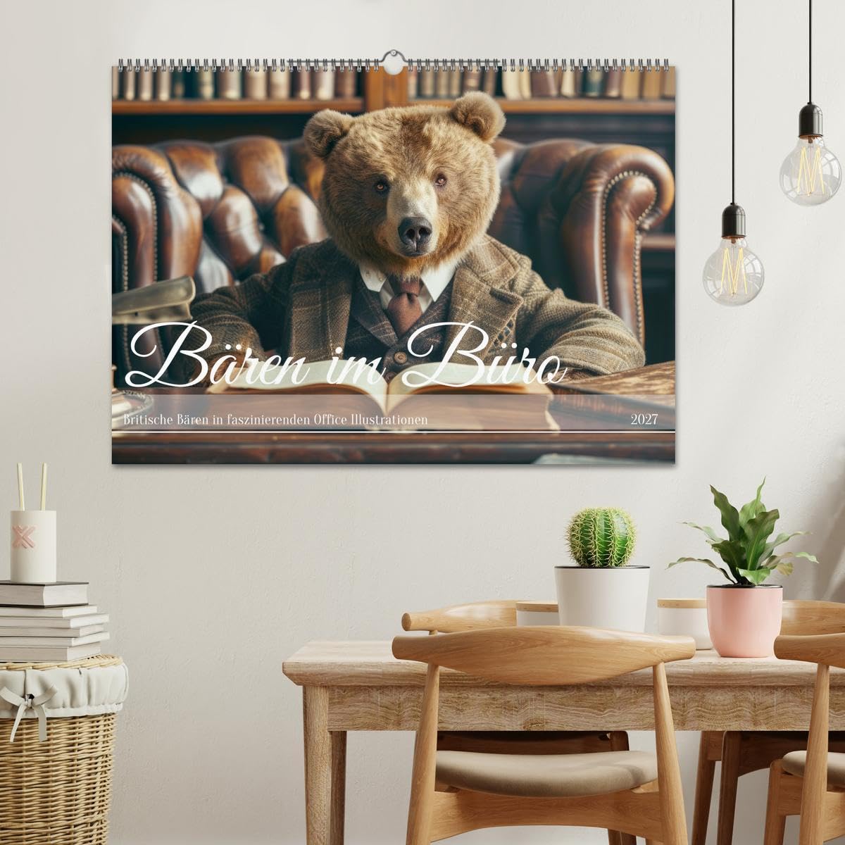 CALVENDO - Bären im Büro (Wandkalender 2027 DIN A2 quer), Monatskalender: Britische Bären in faszinierenden Office Illustrationen