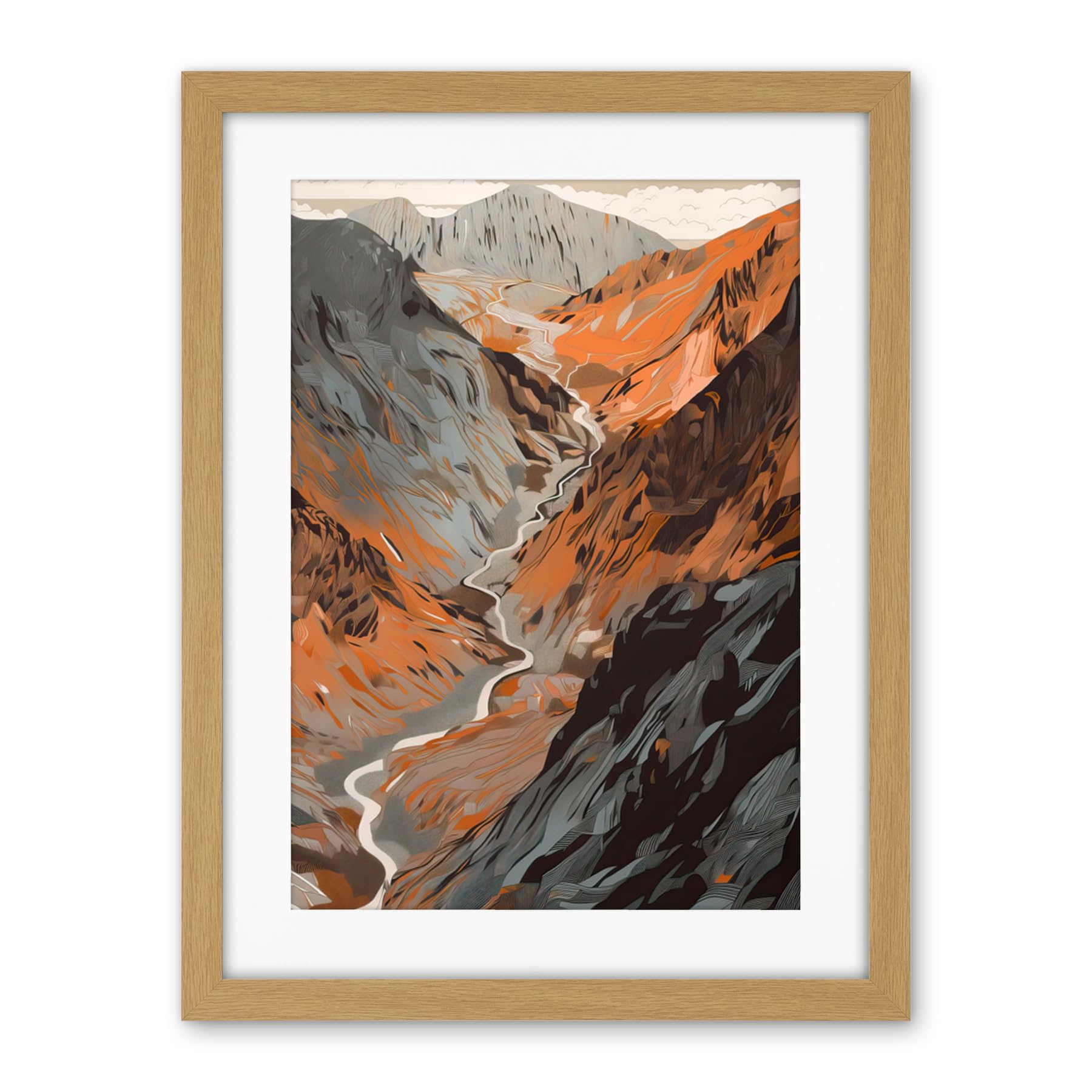 Artery8 Scaffel Pike Hiking Trail Rocky Mountain Landscape Artwork Framed Wall Art Print 18X24 Inch
