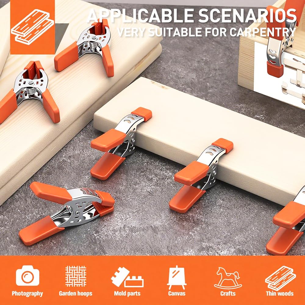 HORUSDY 8-Piece 4" inch Spring Clamp, Heavy Duty Spring Metal Spring Clamps, 1.5"-inch Jaw opening