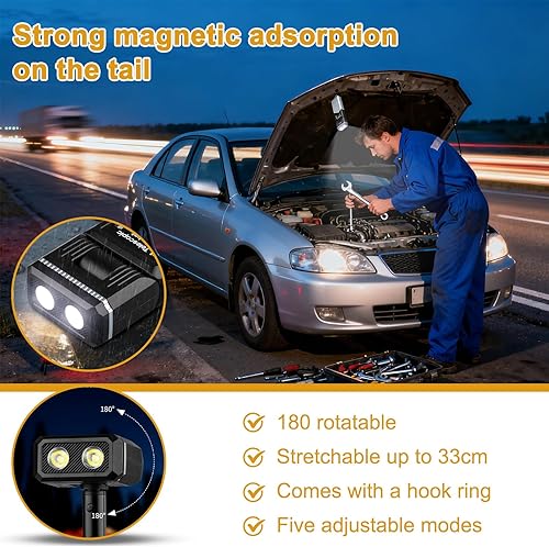 Miniatura 3 de Linterna LED  Linternas recargables con imán  Construcción compacta con agarre magnético, iluminación multimodo y estructura de lámpara extensible