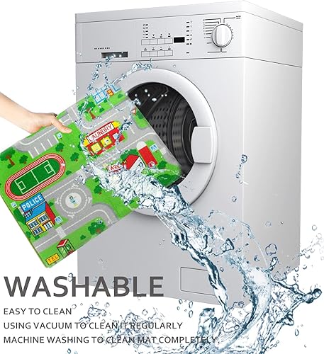 Miniatura 7 de Yincimar Kids Playroom Rug City Life Playmat Kids Rug for Hot Wheels Car 5.2'x3'3" City Map Traffic Road Learning Educational Area Rug Carpet for