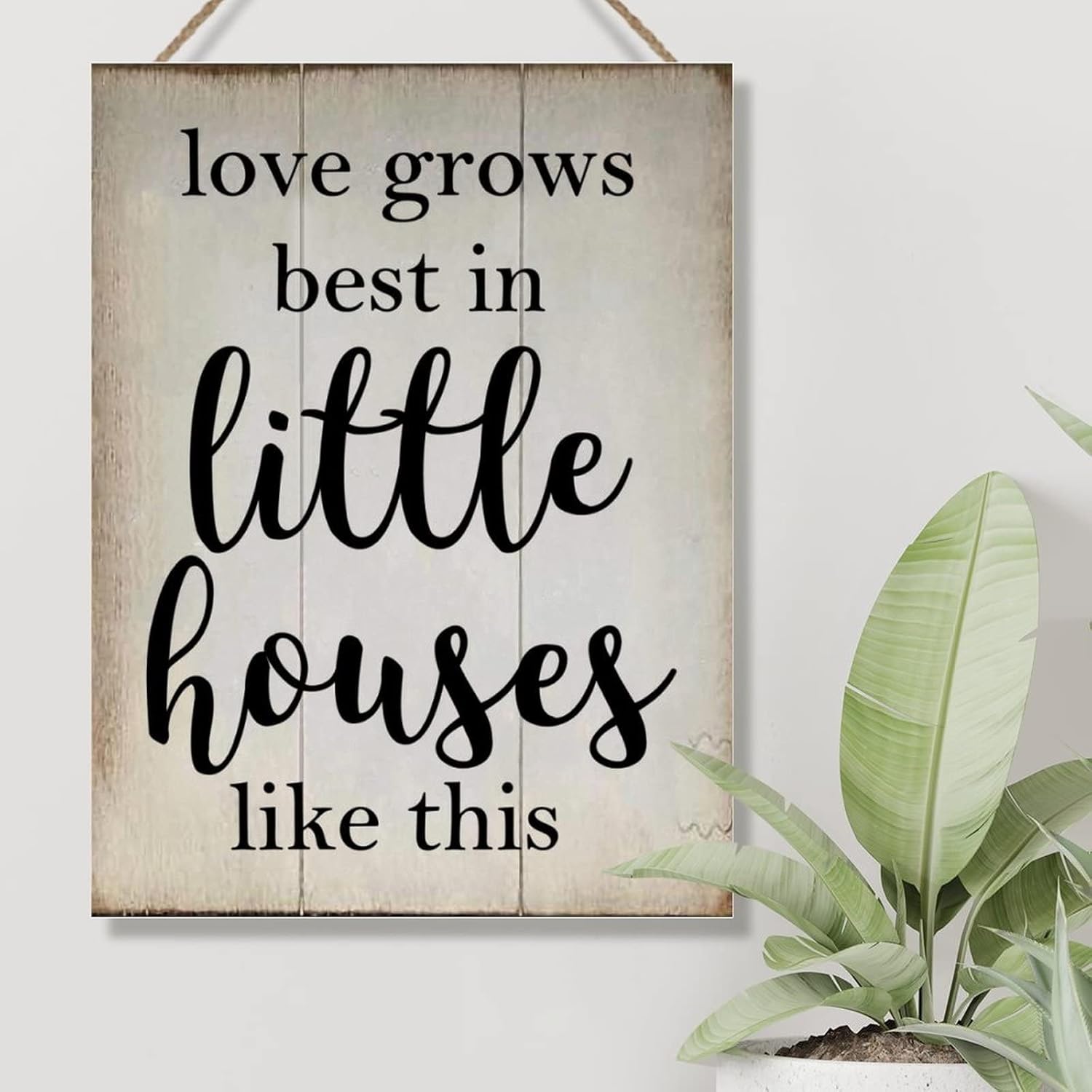 Rustic Wall Decor Wood Sign Religious Jesus Motivational Quote Rustic Signs Love Grows Best in Little Houses Like This Wood Wall Signs for Living Room Home Decoration 18x24in
