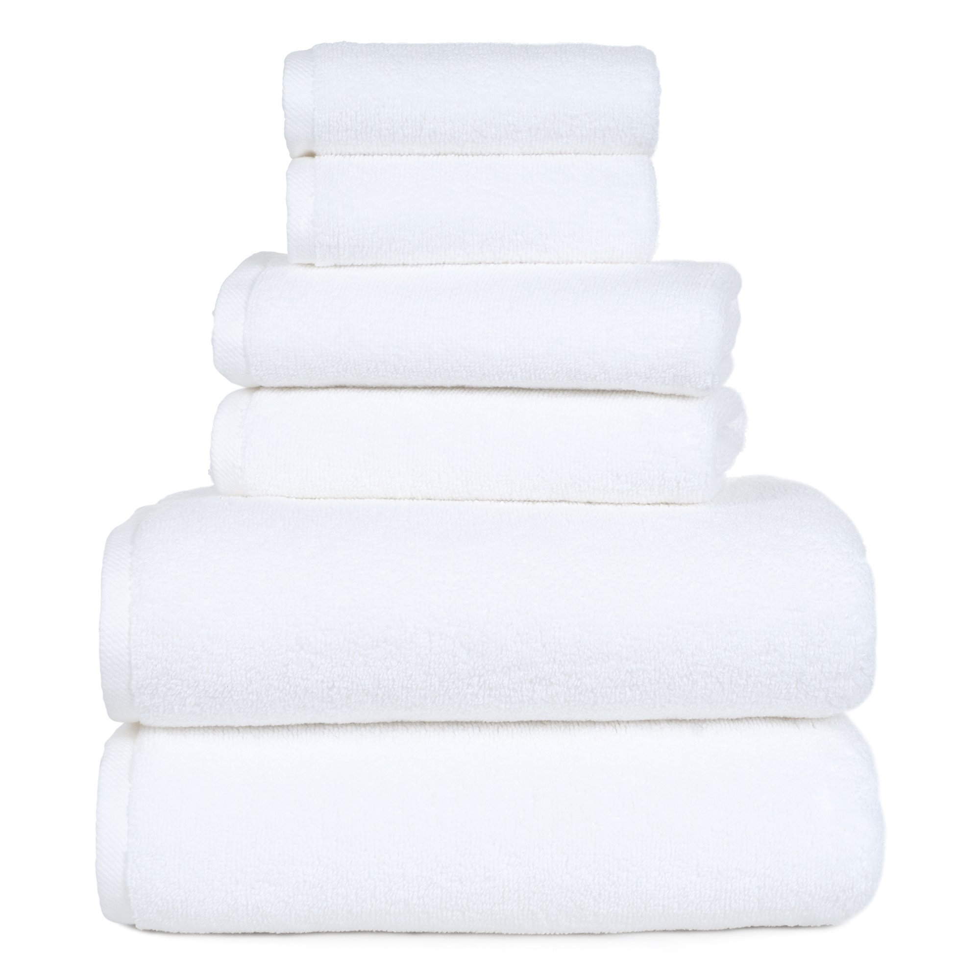 Bedford Home 100% Cotton Zero Twist 6 Piece Set - White