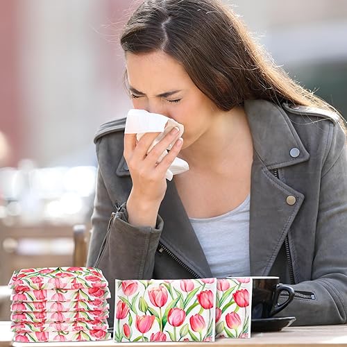 Vista 37 de PerKoop Paquete de 100 pañuelos de bolsillo para viajes, pequeños pañuelos faciales tamaño cartera, papel higiénico para viajes, suministros