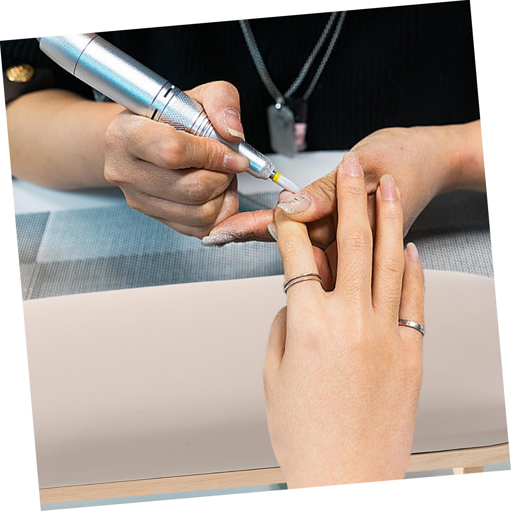 Cuscino per Lavoro Scamosciata Pelle Legno Poggiamani Manicure in per e Comodo Khaki Superficie Liscia, Supporto di Nail Art in Salone Unghie