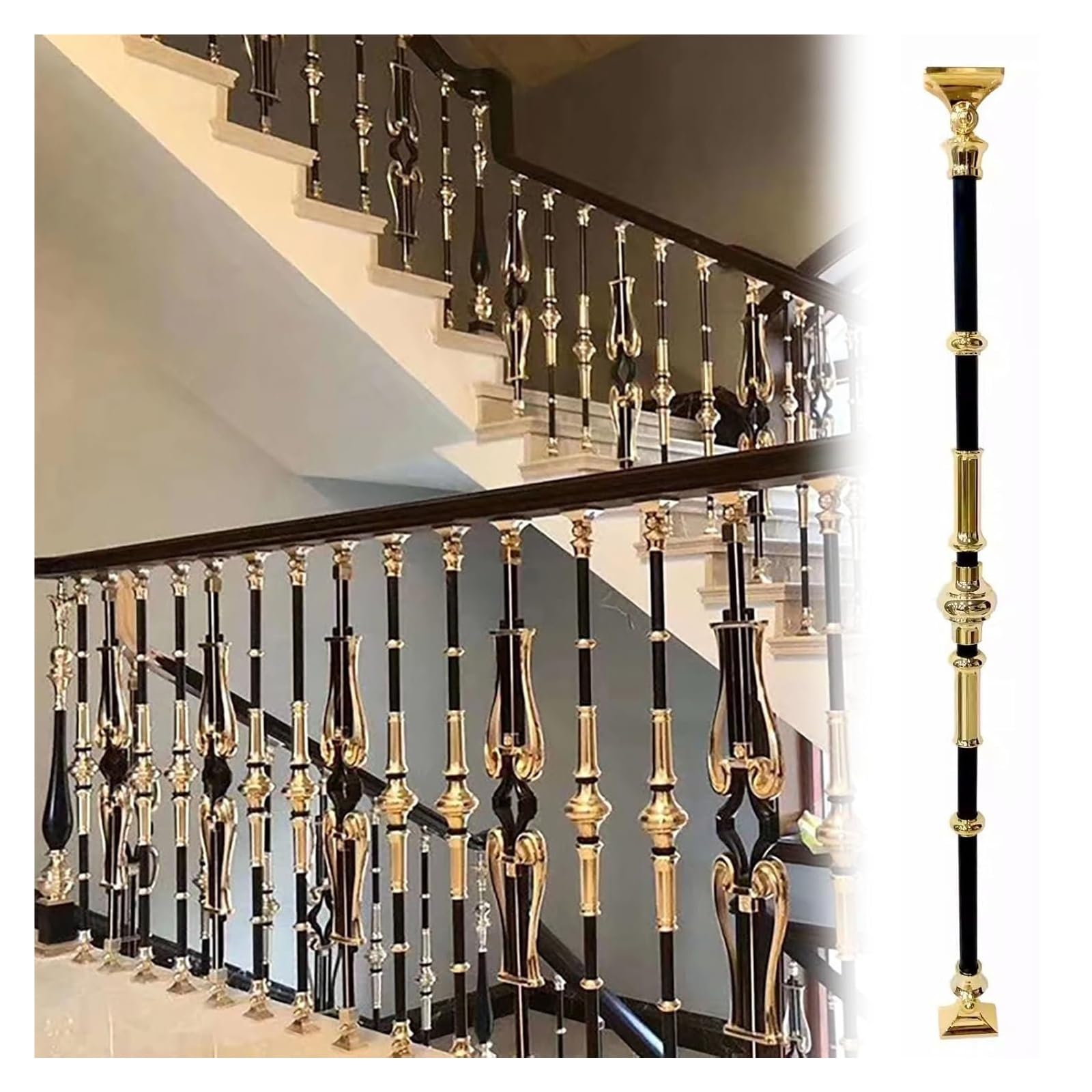 Balustres d'escalier intérieur en métal pour rénover une rampe avec un poteau moderne