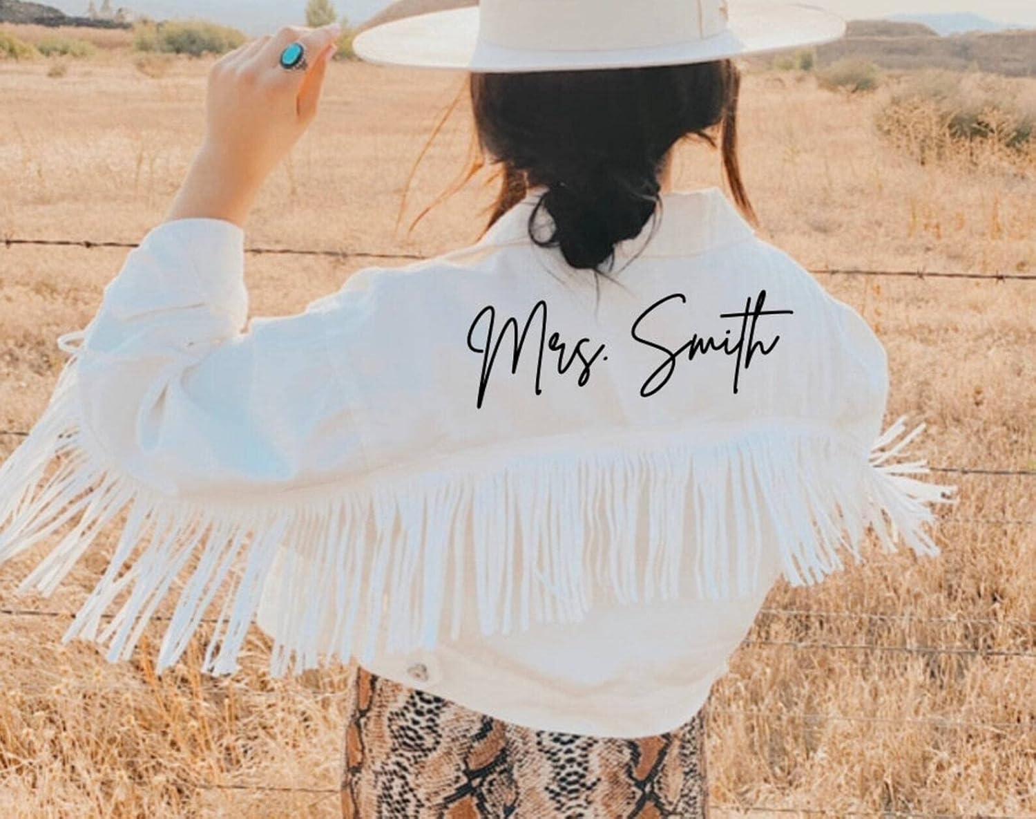 Personalized Cropped White Fringe Jean Jacket Women White Cropped Denim Jacket with Fringe Future Mrs Jean Jacket