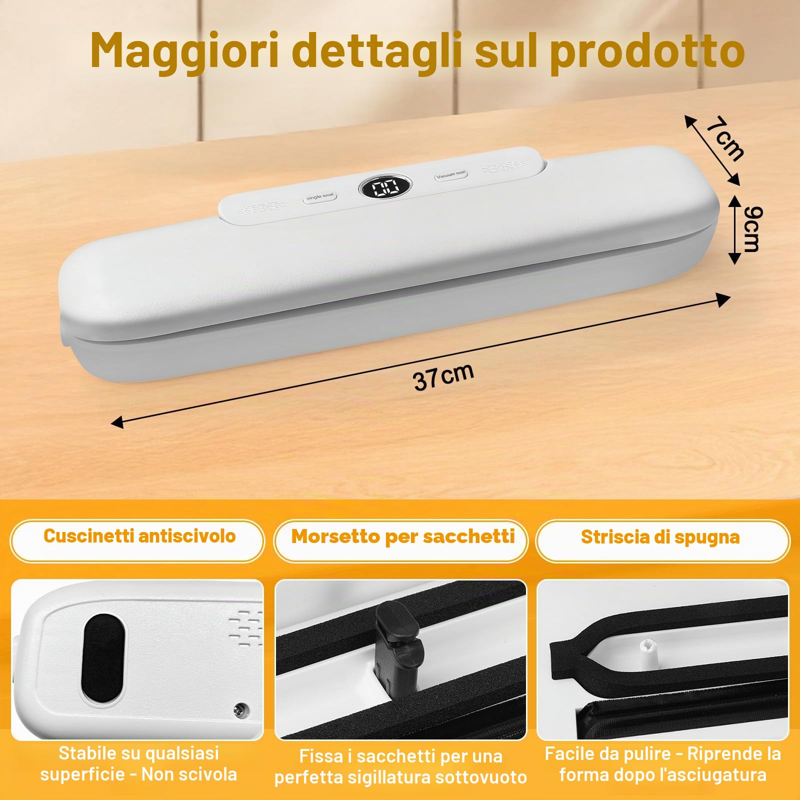 Macchina Sottovuoto per Alimenti con 30 Sacchetti, Bianco