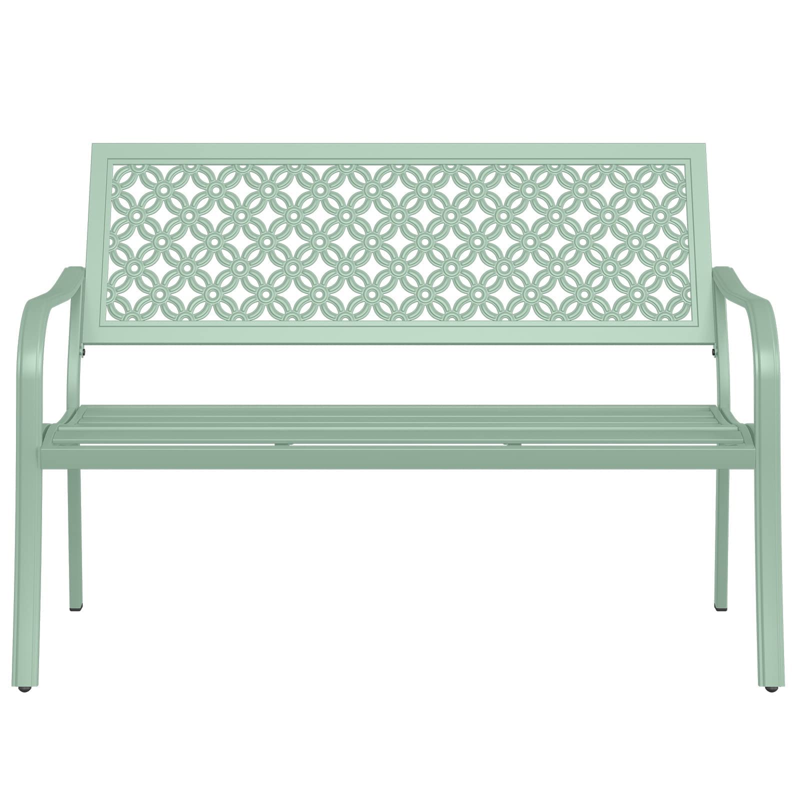 Grand patio Outdoor Bench, Garden Benches with AntiRust Steel Metal