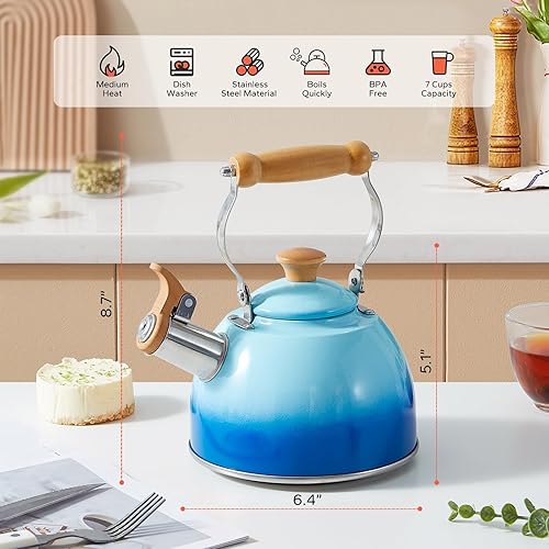 Miniatura 4 de ROCKURWOK Hervidor de té, tetera con mango ergonómico Cool Touch, hervidor de té de acero inoxidable de grado alimenticio, tetera de té, tetera de