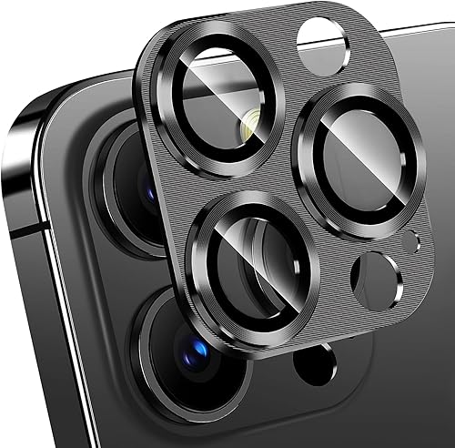 Miniatura 1 de Hlija Paquete de 2 protectores de lente de cámara trasera trasera de vidrio templado para iPhone 14 Pro  14 Pro Max - Funda de anillo de metal de