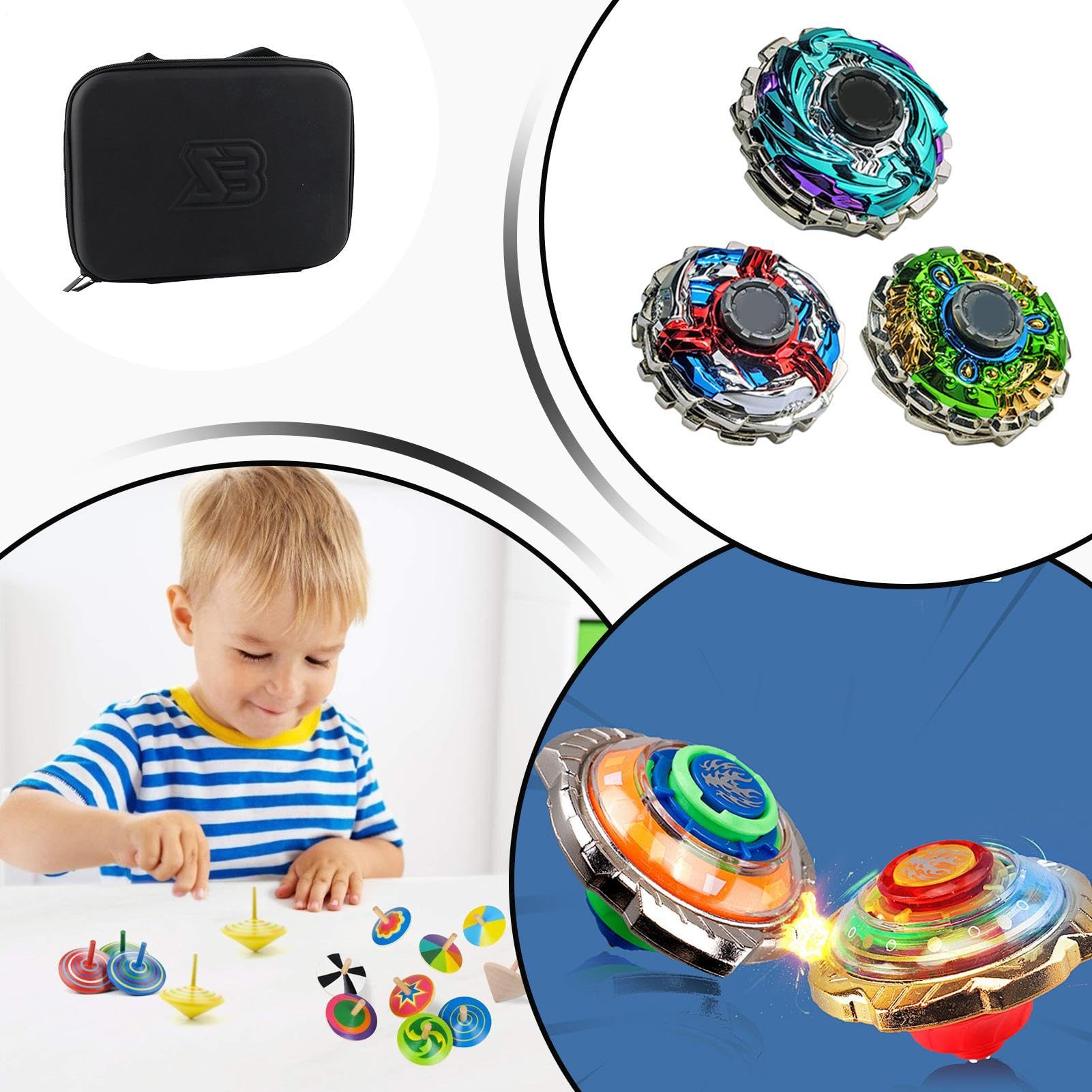 Valise à toupie - Ensemble de Combat de toupies, Support de poignées de Lanceur, boîte de Transport renforcée, présentoir de Collection, Compartiment de Jeu pour, Finition Noire de Grande capa
