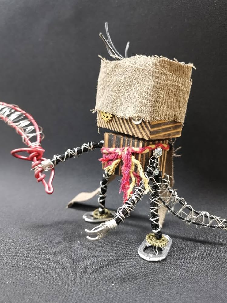 おしゃれで可愛い木製ロボットNo.65インテリアや観葉植物と 雑貨