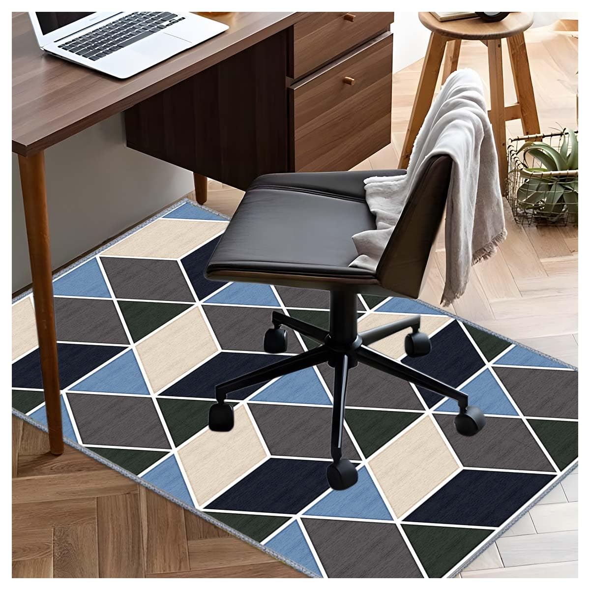 Chair mat, Office Short Pile Chair mat, Non-Slip Noise-Reducing Table and Chair Carpet, Office, Study Decorative Carpet Suitable for Wooden Floors,