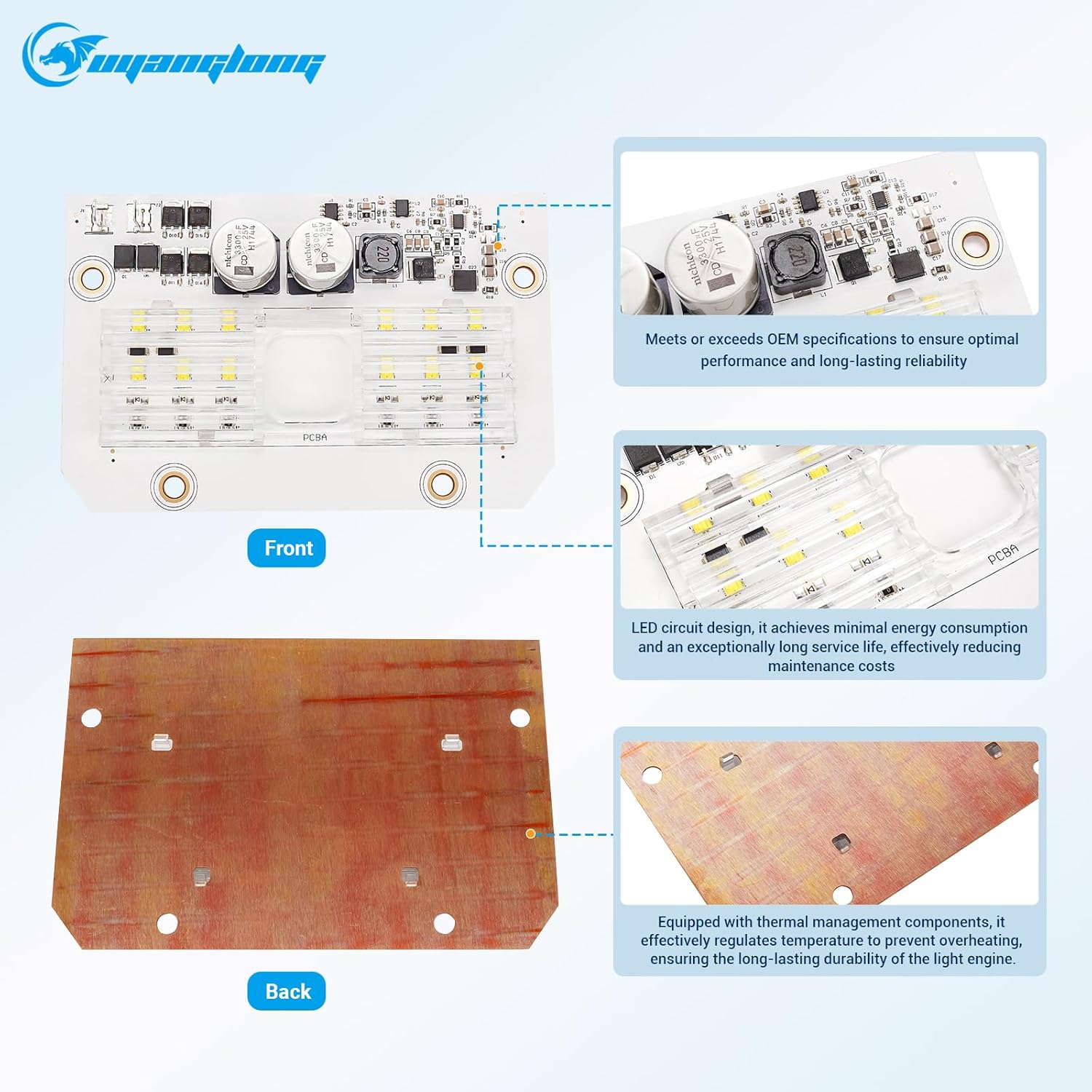 619917Z 500W Led Light Engine Circuit Board PCBA Replacement Fits for IntelliBrite 5G White LED 55W Pool Light 2nd Generation 2011-Current 601300 601301 601302 601303 601304 601305 601306