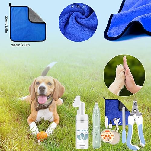 Miniatura 8 de Kit de limpieza de patas de perro con 5.1 fl oz5.12 onzas líquidas de microfibra espumosa sin agua, bálsamo para pies, recortador de patas eléctrico
