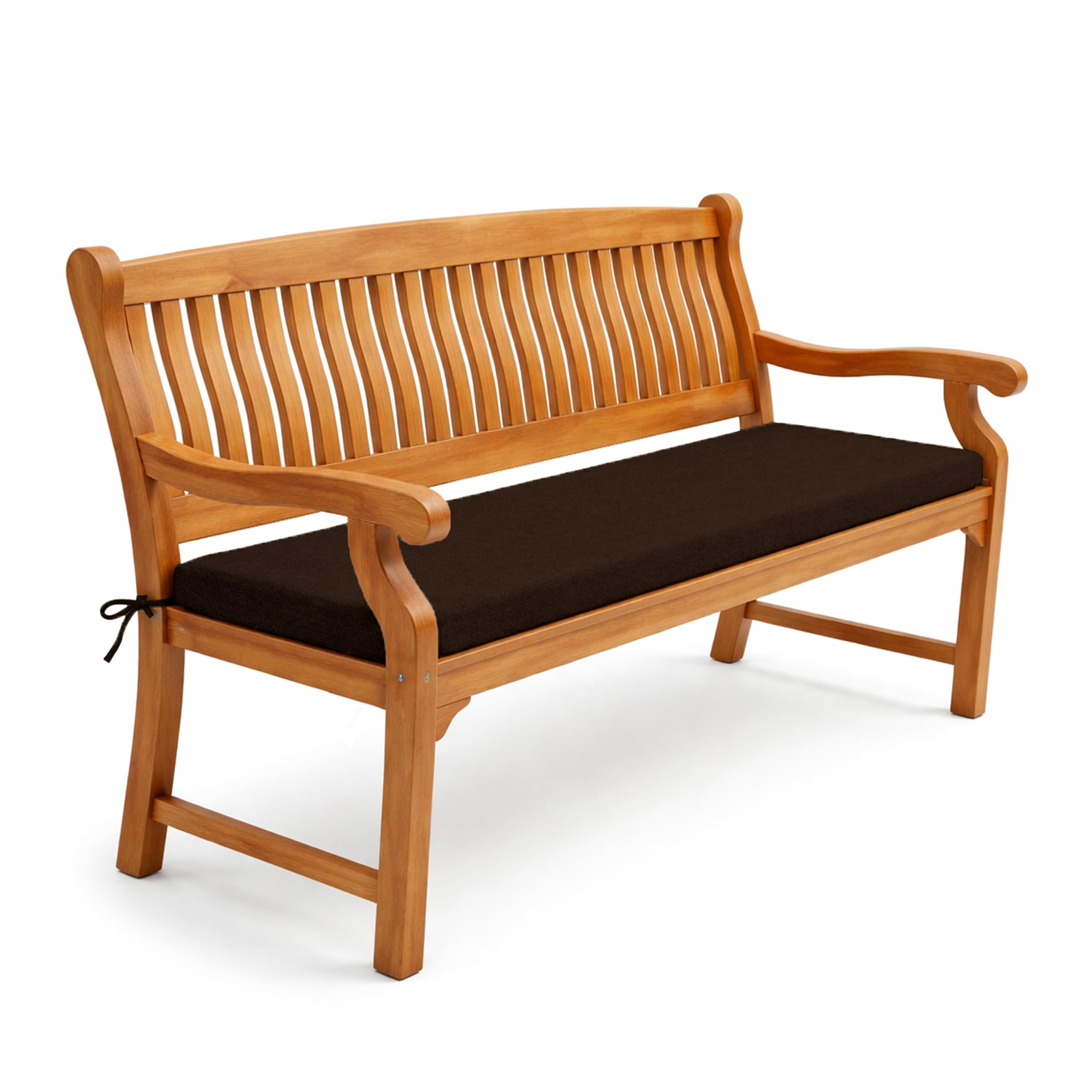 POKAR Cuscino per Panca 110x50 cm | Sfoderabile con Lacci Antiscivolo | Seduta per Panchina, Panca da Giardino, Dondolo, Sedia | Interno ed Esterno | OEKO-TEX | Prodotto nell'UE | Marrone