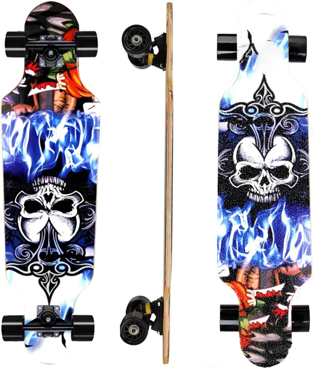 31" Longboard 7 Layers Skateboard Pro Complete Cruiser for Cruising, Carving, Free-Style and Downhill with T-Tool