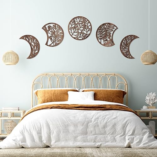 Jetec 5 Pcs Moon Phase Wall Art Decor Wall Pediments