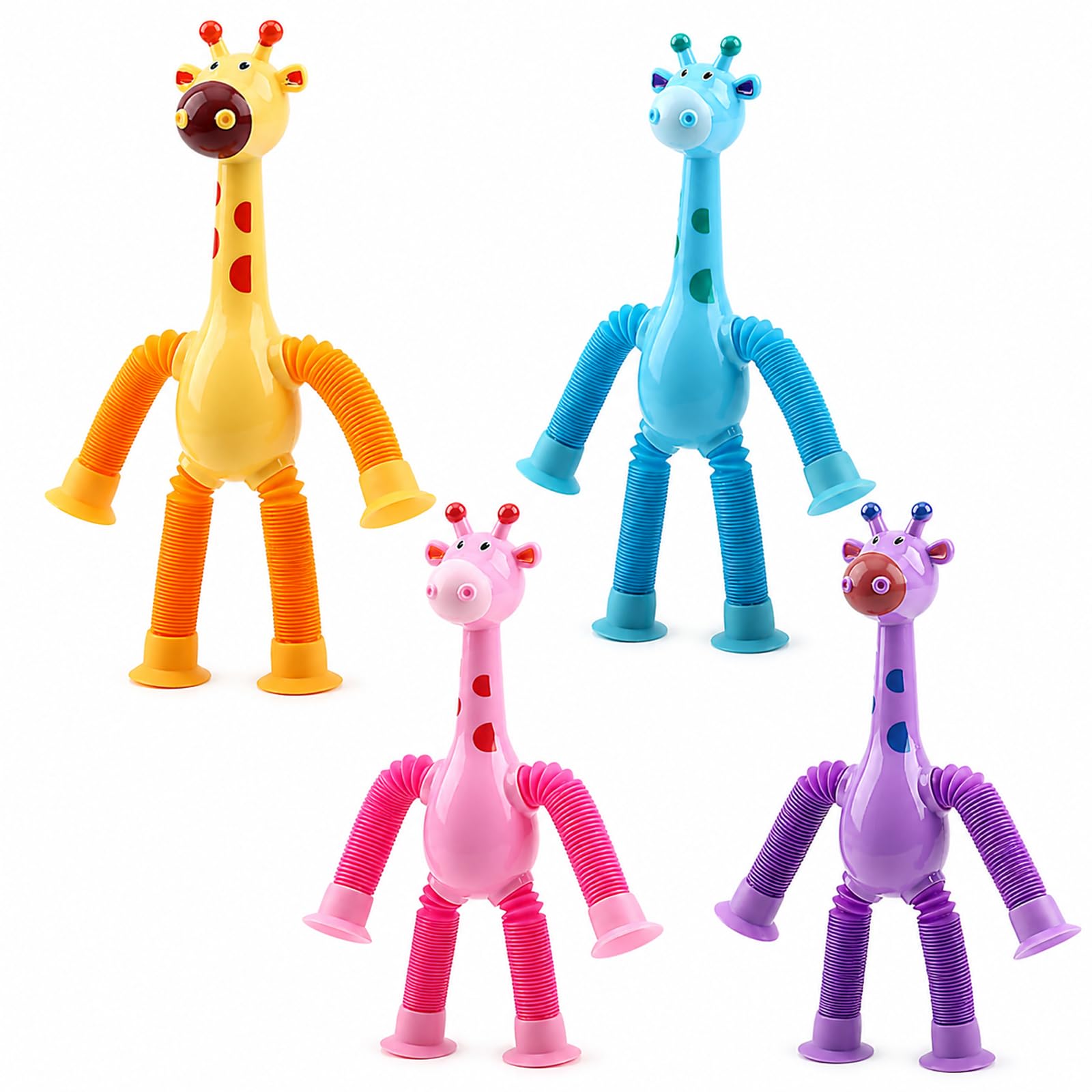 4pcs Suction Toys with Multicolour Giraffe – Fun Sensory Toy for Bath Time