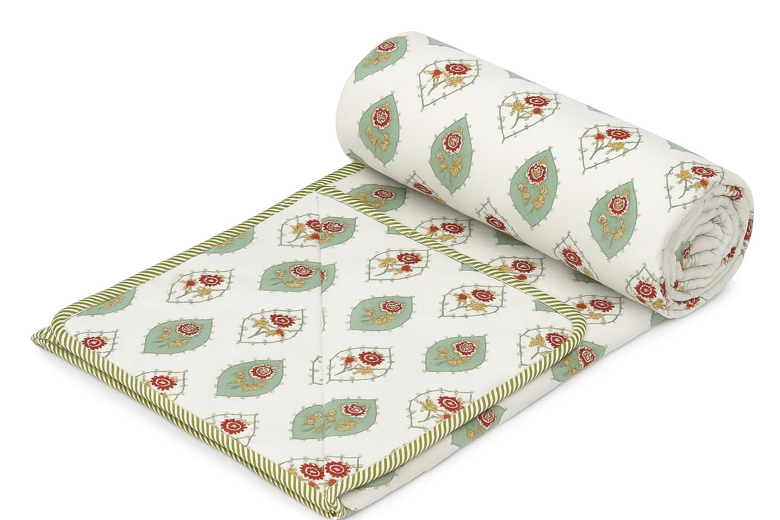 RRC Super Soft Cotton 3 Layer Reversible Double Size| Soft Light-Weight Blanket 84X96(Inches) 213X243(CM) Flannel Dohar Throws for Bed,Lahariya Fabric Edging/Piping Bed Dohar-image-32