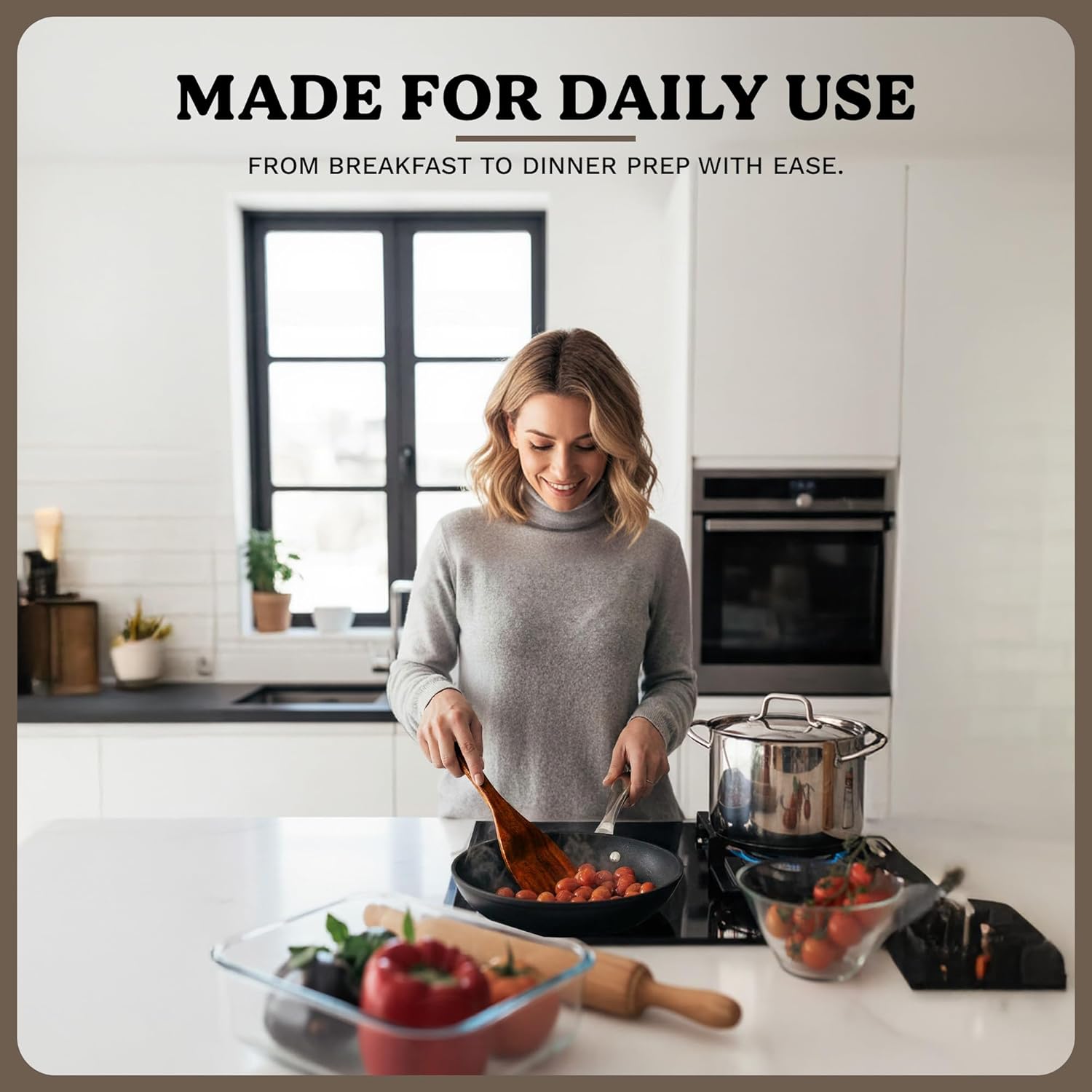 Wooden Spoons for Cooking – 7-Piece Acacia Wood Kitchen Utensil Set, Wooden Spurtles & Paddle Tools, Nonstick Safe Cooking Utensils Set Wood for Everyday Kitchen Use - Image 8