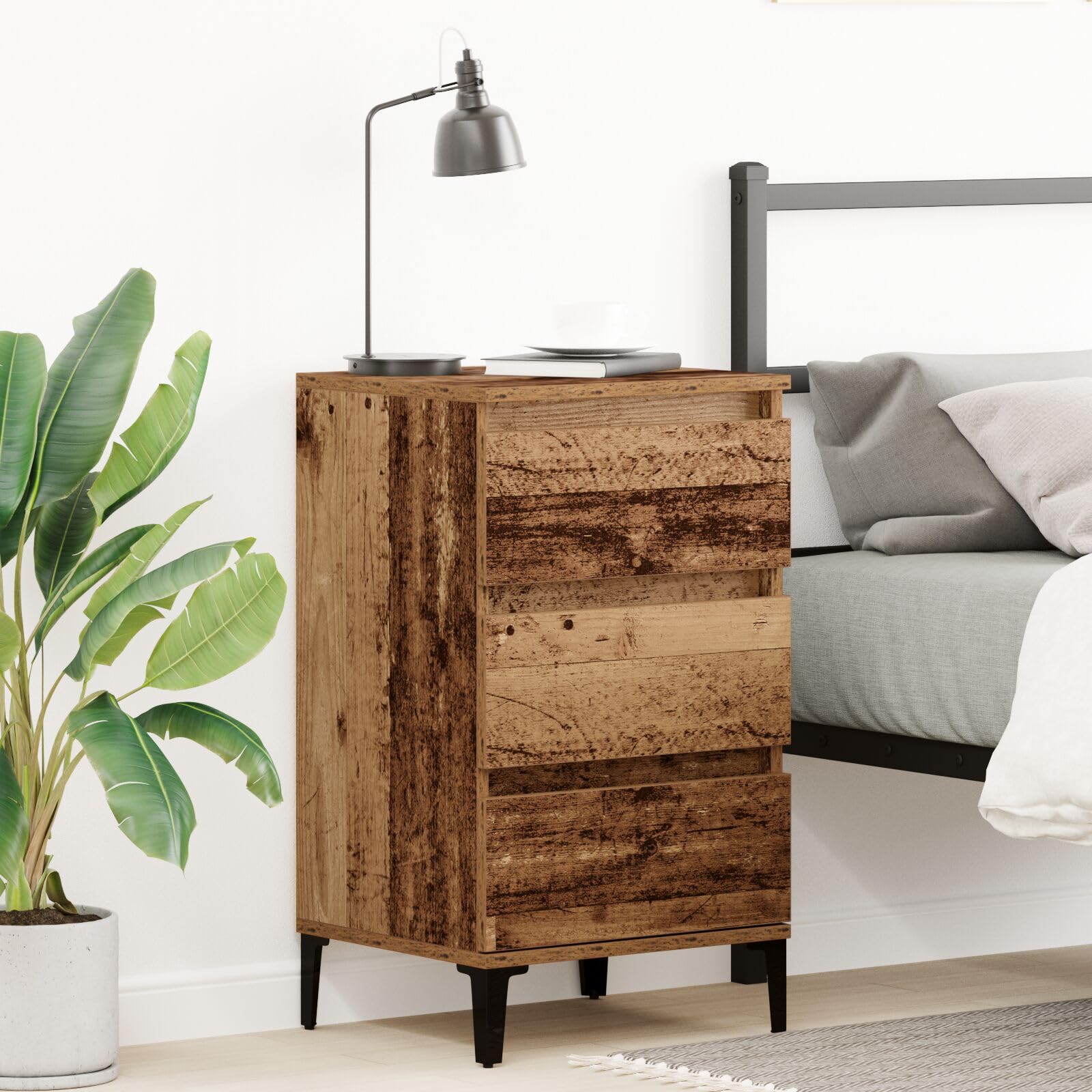 SXZenSpace 863437 Bedside Cabinet Old Wood 40x35x70 cm Engineered Tables Drawers Side End Table Nightstand Storage Organizer Home Stand for Bedroom