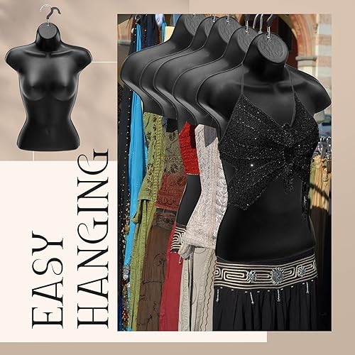 Miniatura 7 de Maniquí de cuerpo con gancho para mujer, diseño de torso y espalda hueca, con gancho, medio cuerpo, camisa, exhibición de ropa, plástico (12