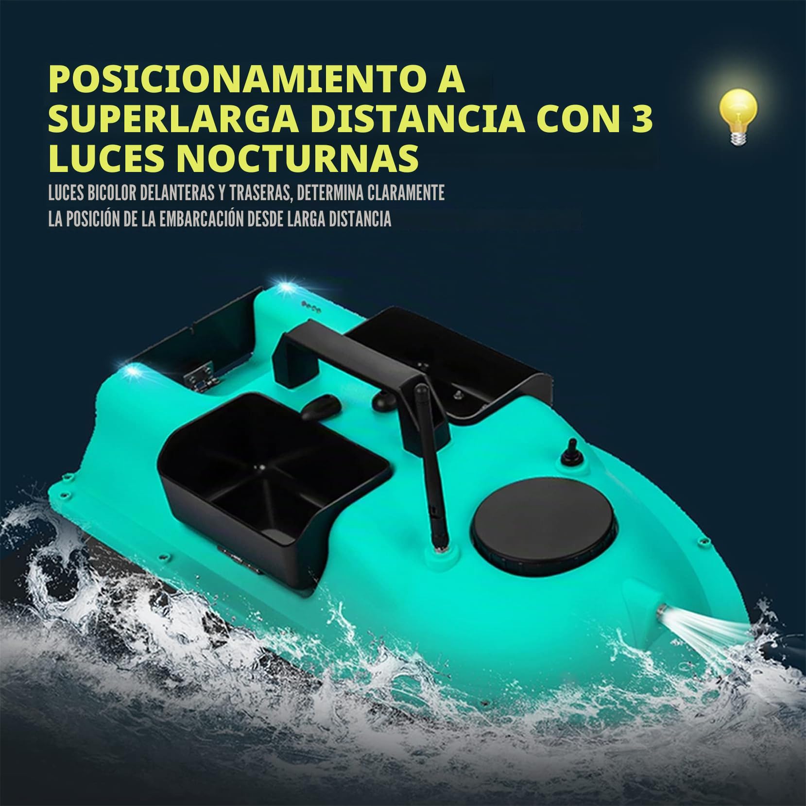 Barco De Cebo Con GPS Y Batería De 12000 MAh – Alcance 500 M, 40 Puntos De Posición Y 2 Kg De Capacidad, Ideal Para Pesca En Agua Dulce
