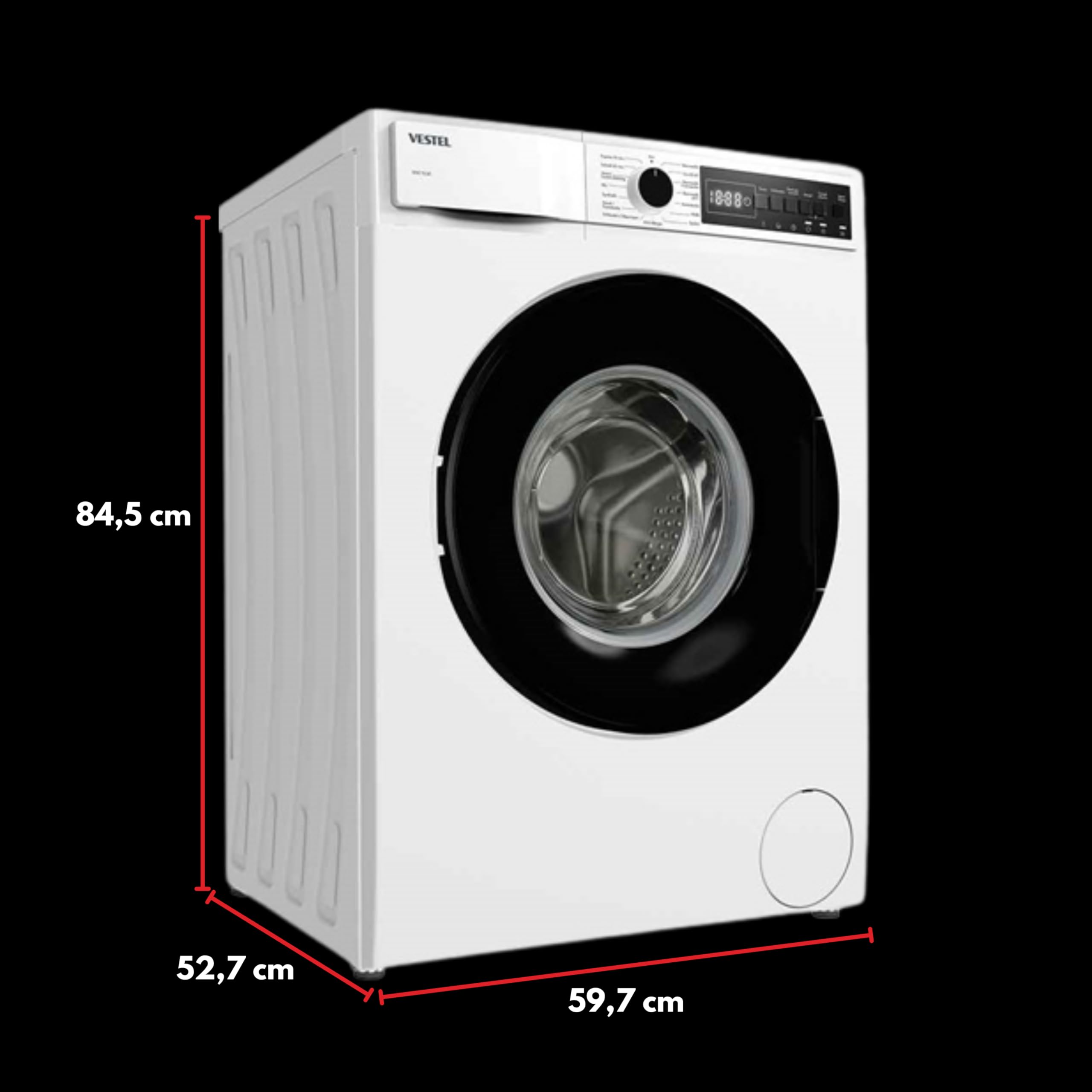 VESTEL WMI 76341 Waschmaschine 7 kg Frontlader – 1400 U/min, Energieeffizienzklasse A, Inverter-Motor, Dampffunktion, AquaStop, leise, freistehend, weiß