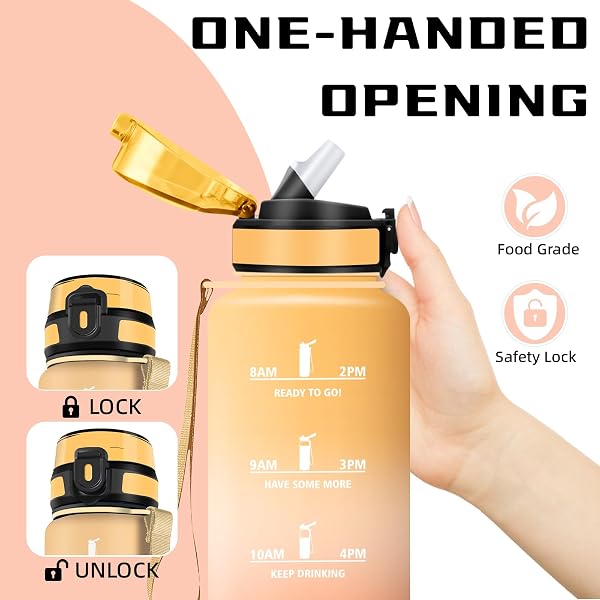 Mujigaga Gourde 1,5L, Gourde Sport Anti-Fuite, Gourdes avec Paille, Facile à Nettoyer, Gourdes Reutilisable, avec Slogan de Motivation, Bouteille d'eau pour Running, Escalade, Musculation, Randonnée - 2