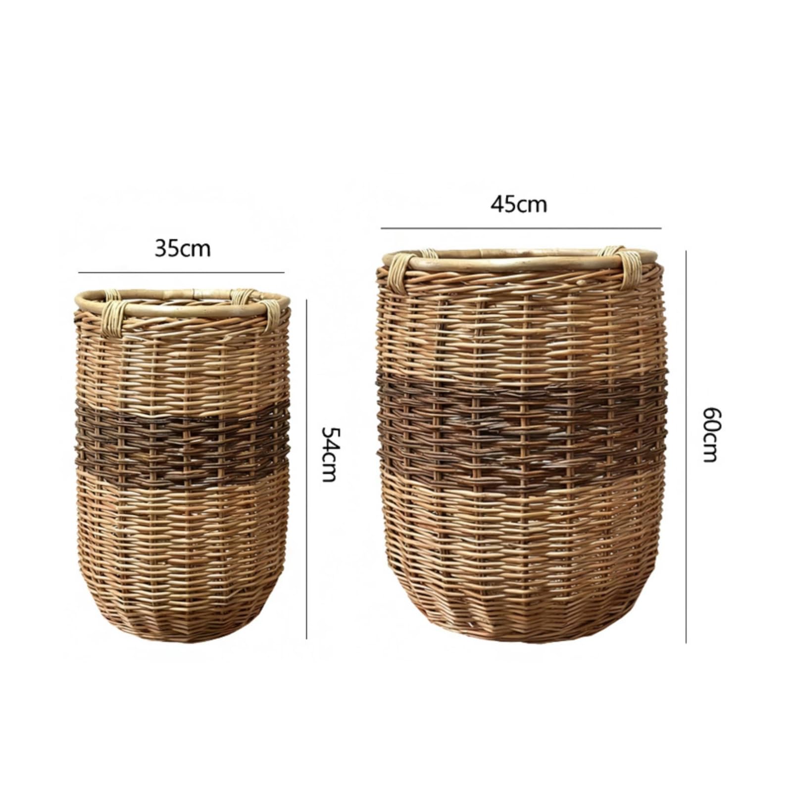 2 Pezzi Vaso in Viminio Naturale Coprivaso Decorativo in Rattan Decorazione Doppitezza Vaso Intrecciato Rattan per Vetrina, Set Di 2 Cesti Piccolo + Grande