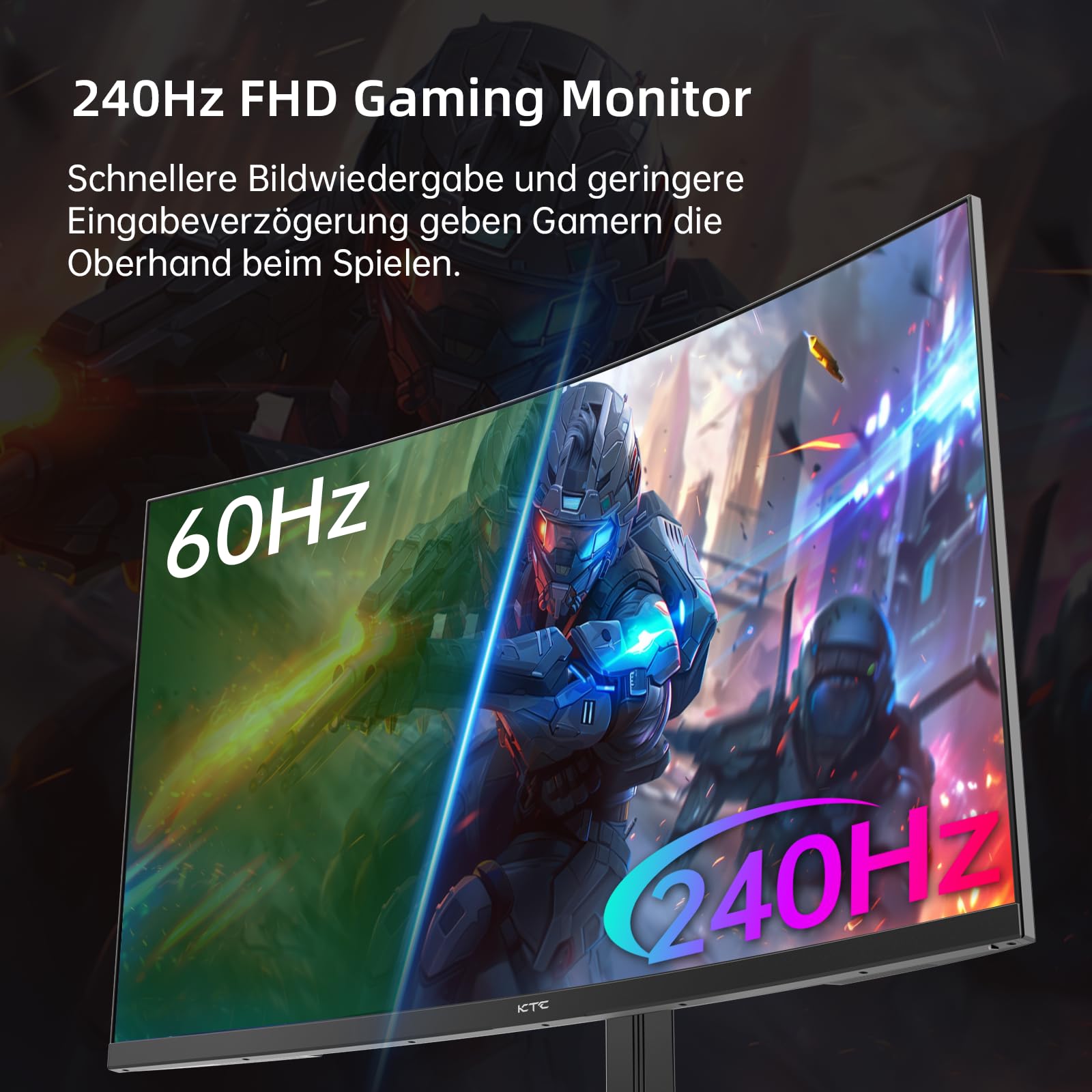 KTC Gaming Monitor 32 Pollici FHD Curvo Monitor, 240Hz, 1ms, 1920x1080, Freesync & G-sync, HVA 1500R Schermo PC, 125% sRGB, Inclinazione Regolabile, VESA, DP1.4/HDMI 2.0 240Hz, USB2.0, H32S17F