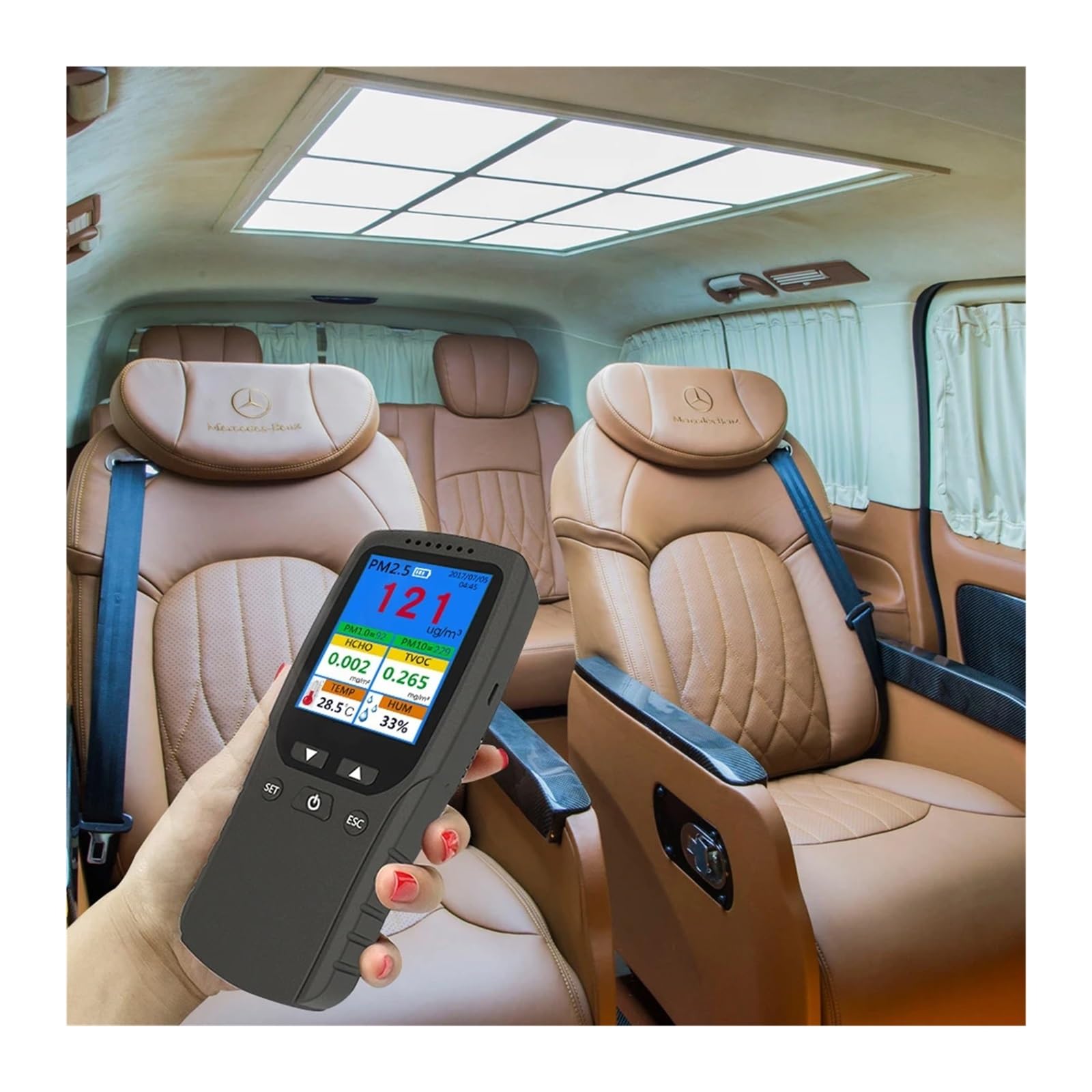 Detector portátil de PM2.5 for interiores, termohigrómetro multifuncional, detector de aire digital LCD for el hogar, analizador intelinte de calidad del aire Alta sensibilidad, respuesta rápida