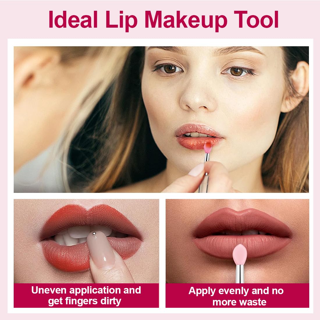 Ensemble de 6 pinceaux réutilisables pour les lèvres - applicateurs bâtonnets et brosse pour un maquillage précis et parfait des lèvres avec votre rouge à lèvres préféré.