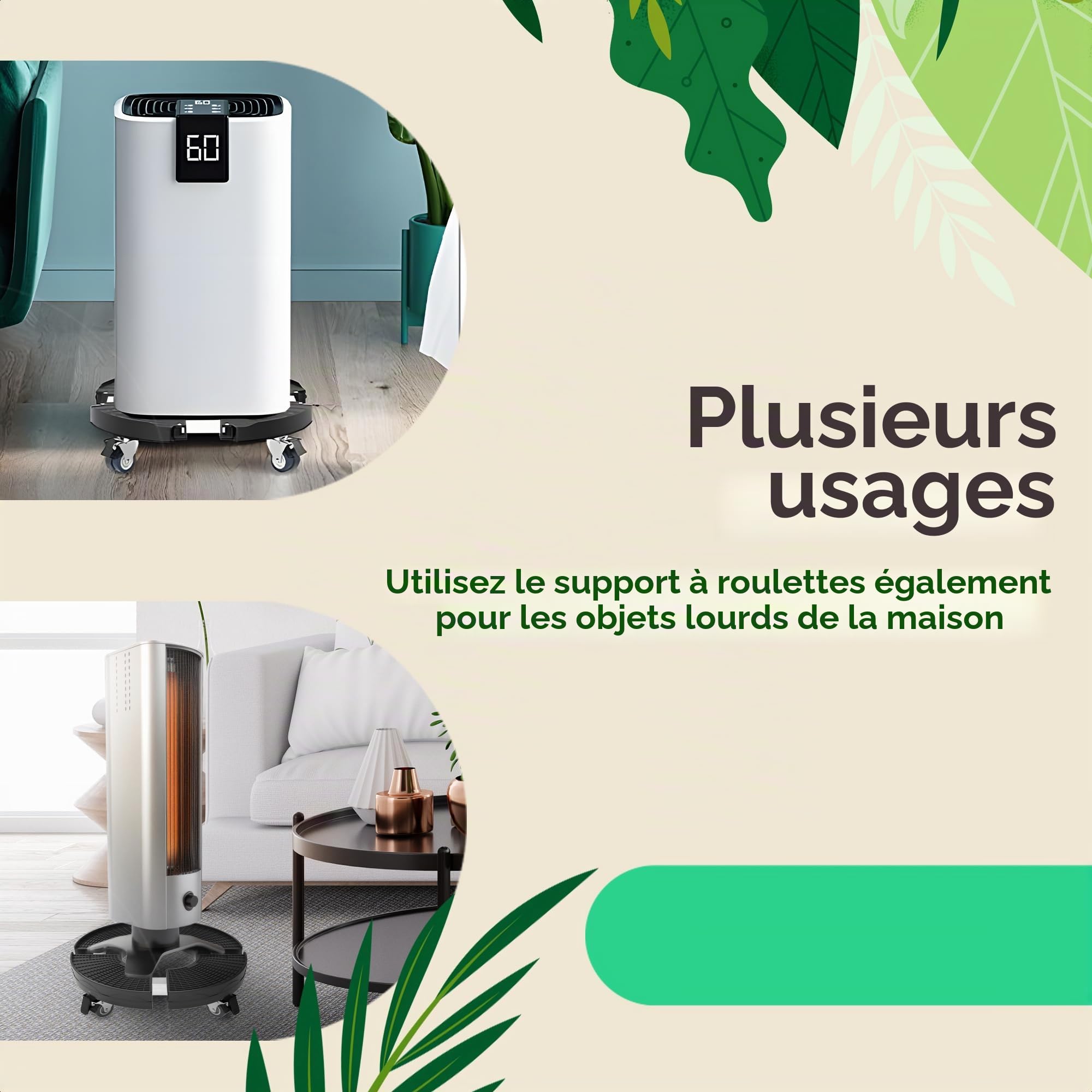 Sunny Tree Chariot pour plantes de qualité supérieure avec roulettes à 360 degrés pour une grande capacité de charge jusqu'à 300 kg, rond, réglable de 30 à 50 cm de diamètre