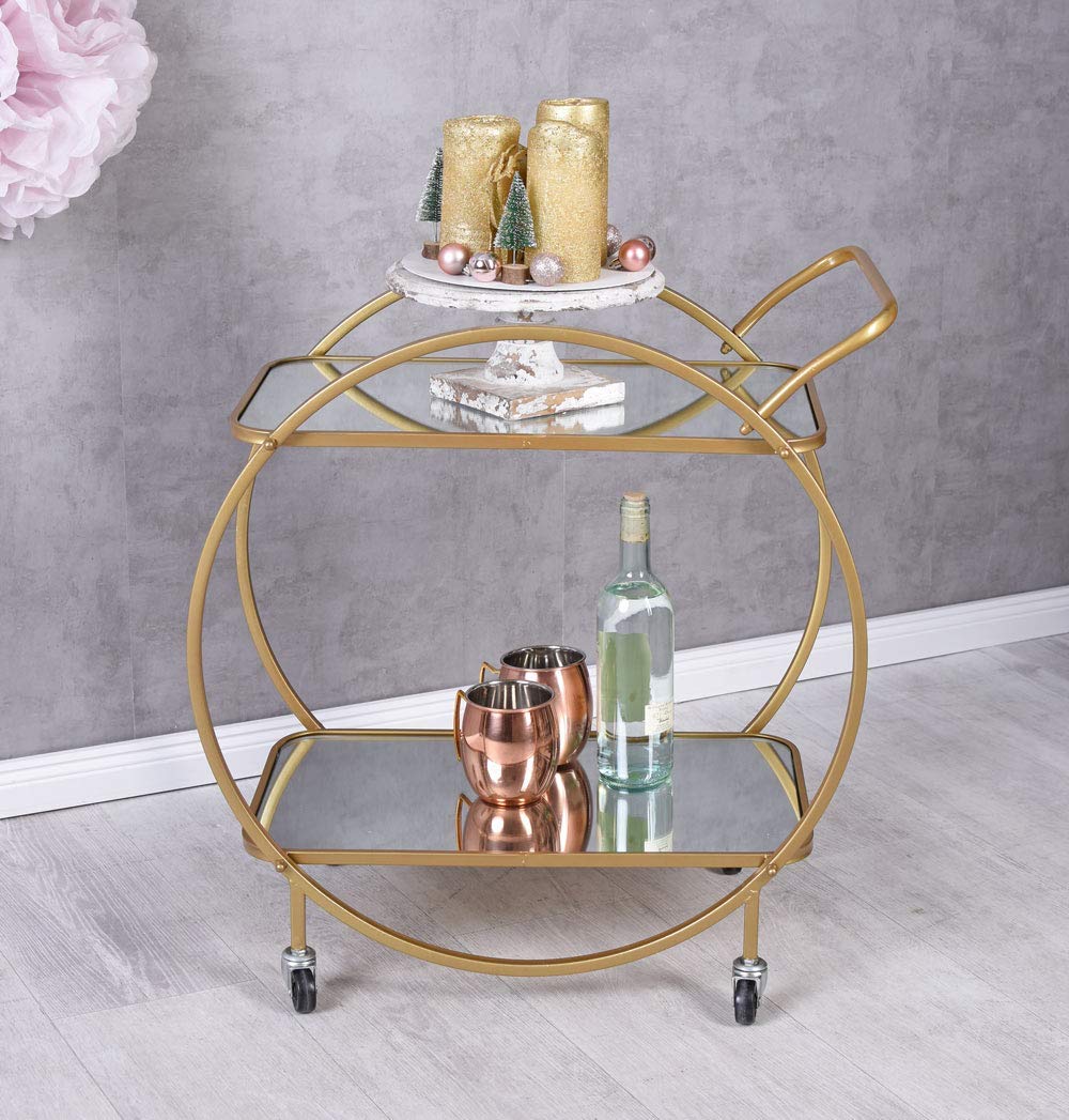 Palazzo aja200 - Carrito de bar con ruedas, color dorado