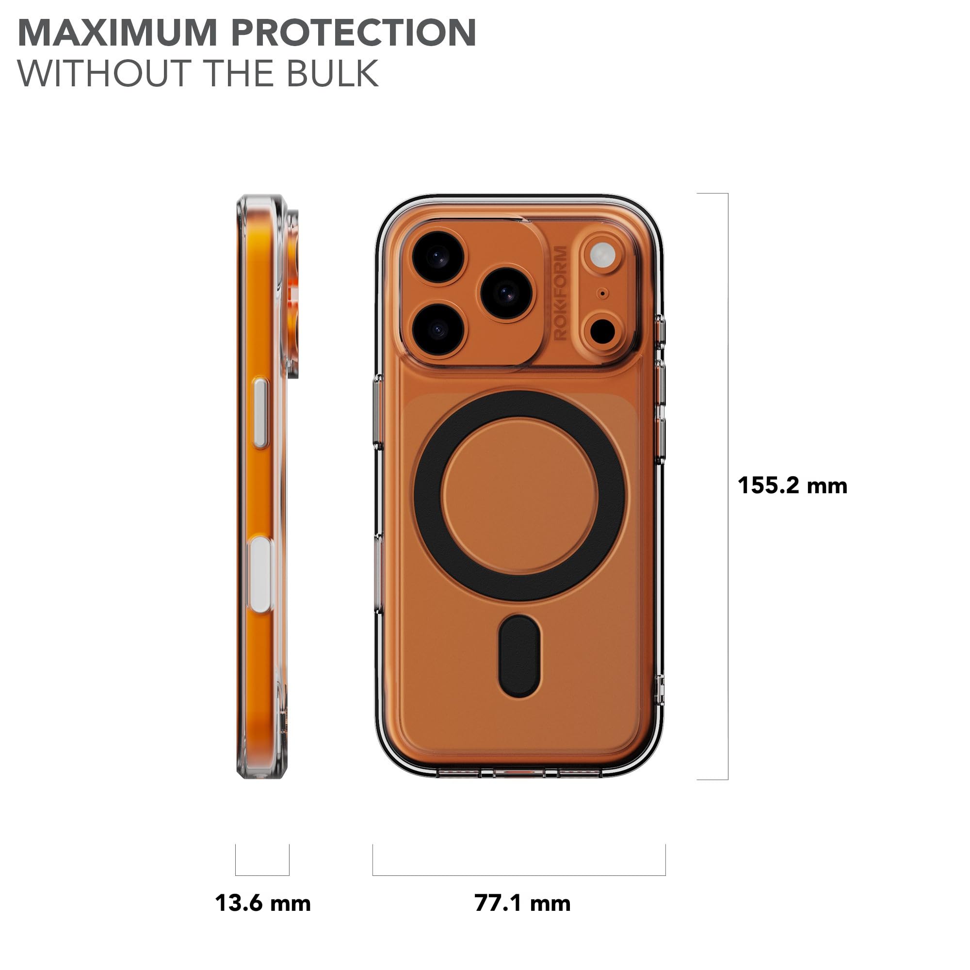 Rokform Custodia sottile per iPhone 17 Pro, cover magnetica (trasparente) | Compatibile con Mag Safe