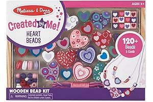 Melissa & Doug Valentine's Day Jewelry-Making Kit: Wooden Heart Beads, Cords, and Storage Case