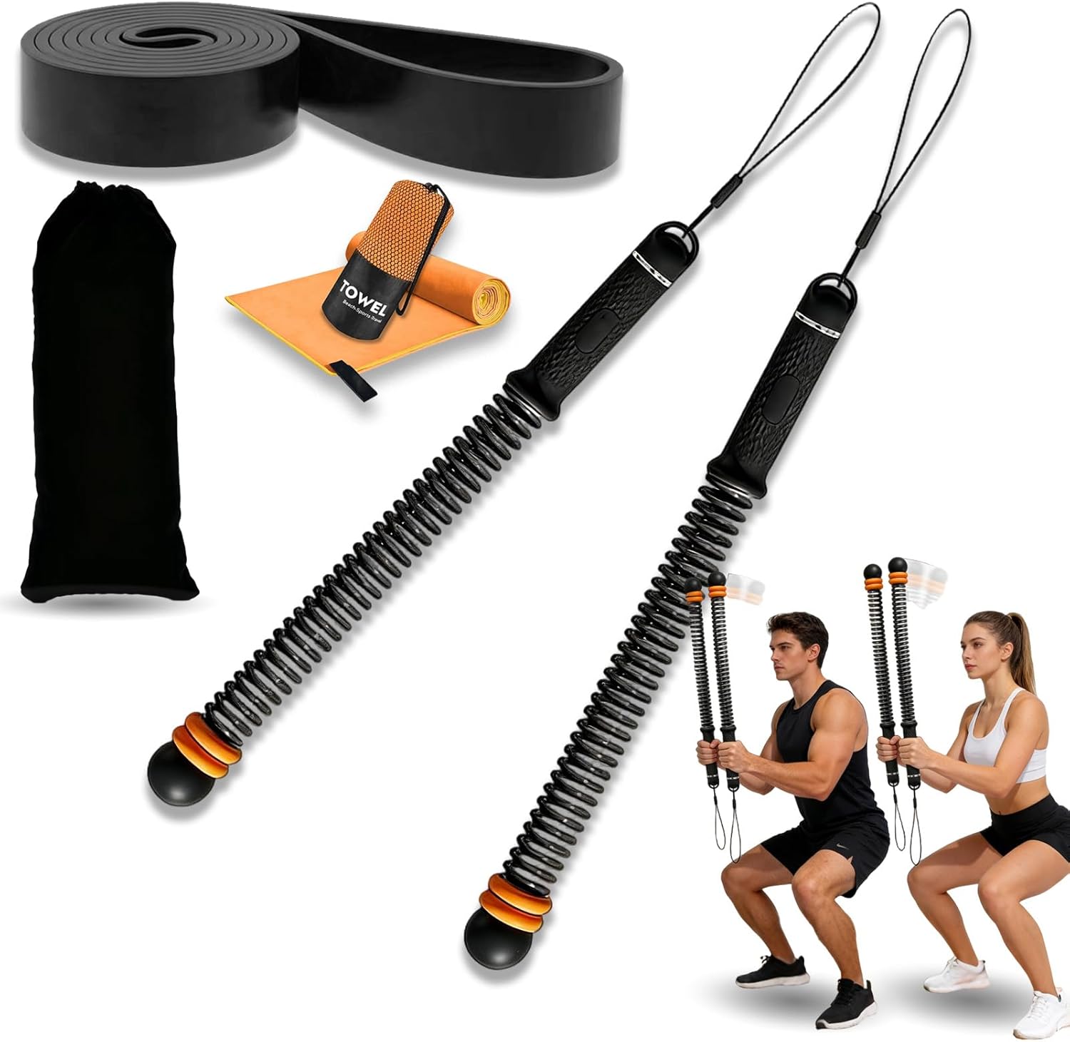 Adjustable Ropeless Battle Ropes, Weighted Cordless Battle Ropes with Storage Bag, Home Exercise Equipment Z-Rope for Full Body Training HIIT, Cardio, Strength & Muscle Training (Black)