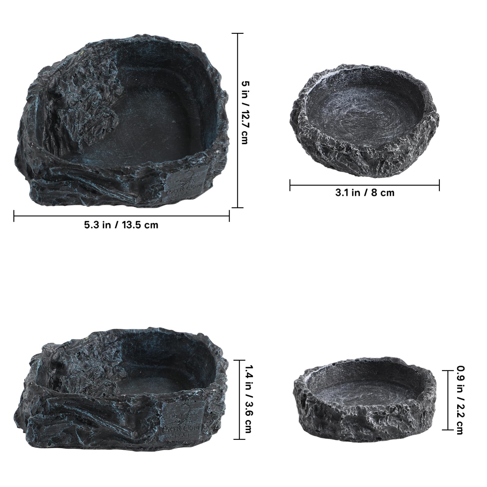 HOLIDYOYO 2Pcs Reptile Water Bowls Food Dishes with Tongs Safe and Easy to Clean Water Containers for Lizards Tortoises and Geckos for Feeding and Hydration