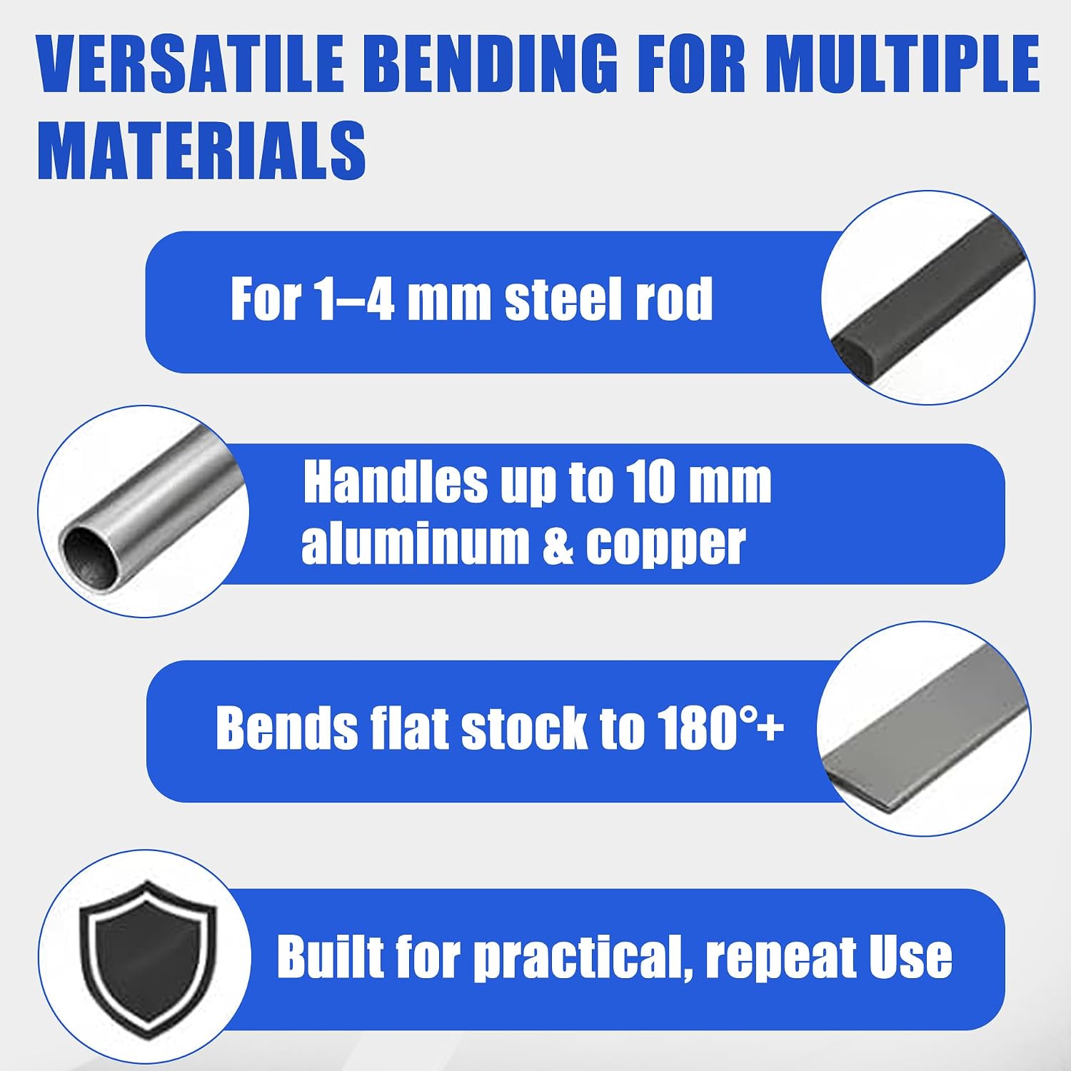 Manual Rebar Bender, Mini Tubing Wire Bender, Metal Bender, Rebar Bending Tool for 1/6" Wire, 3/8" Rod, 0–180° Adjustable, 11.6" Compact Tool for Job Site, Workshop & Truck Use image 3