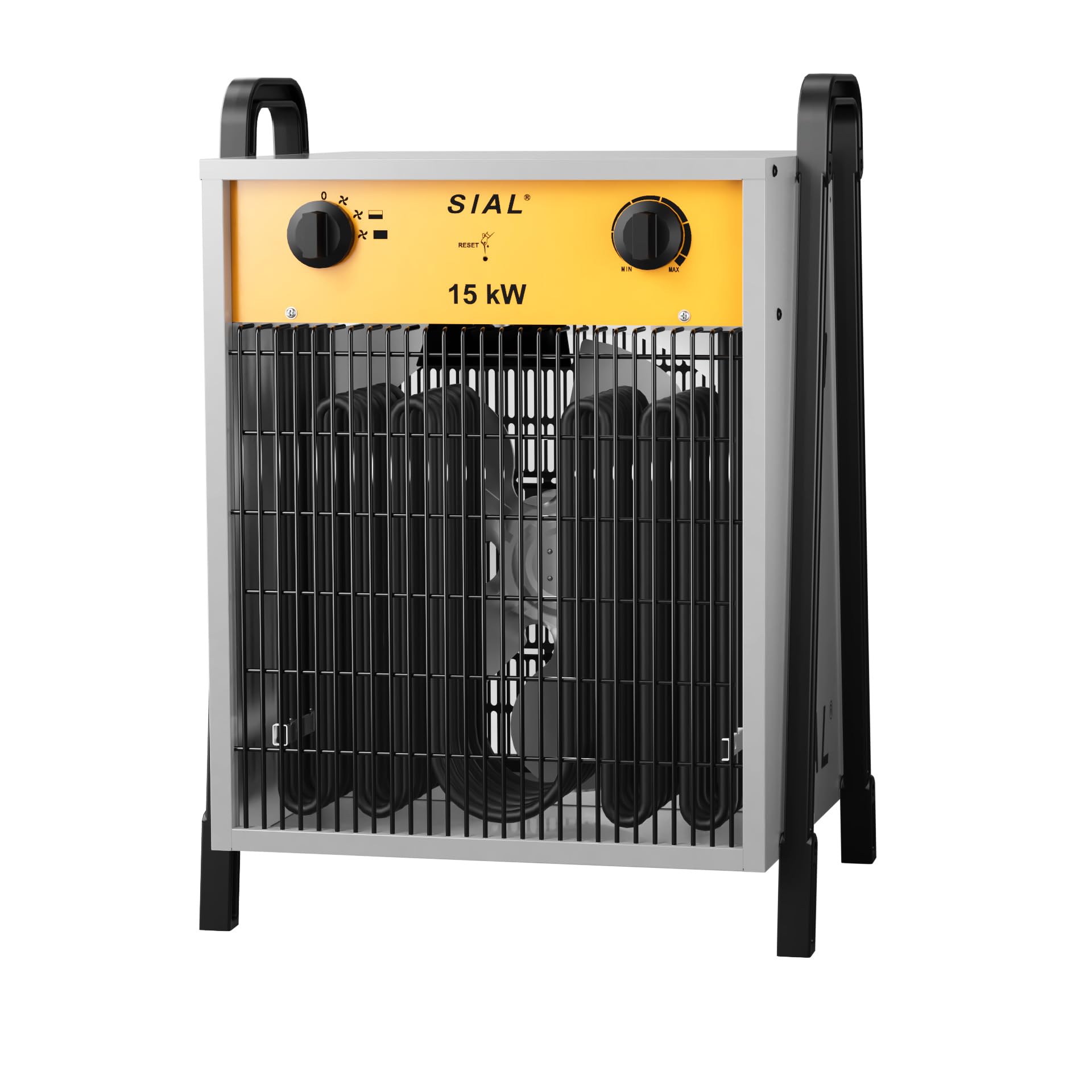 SIAL Calefactor 15000 W - Radiador Electrico Heizlüfter 1.5KW- Calentador Industrial - 3 Niveles de Calor - Termostato & Protección Contra Sobrecarga - Ventilador de Calefacción