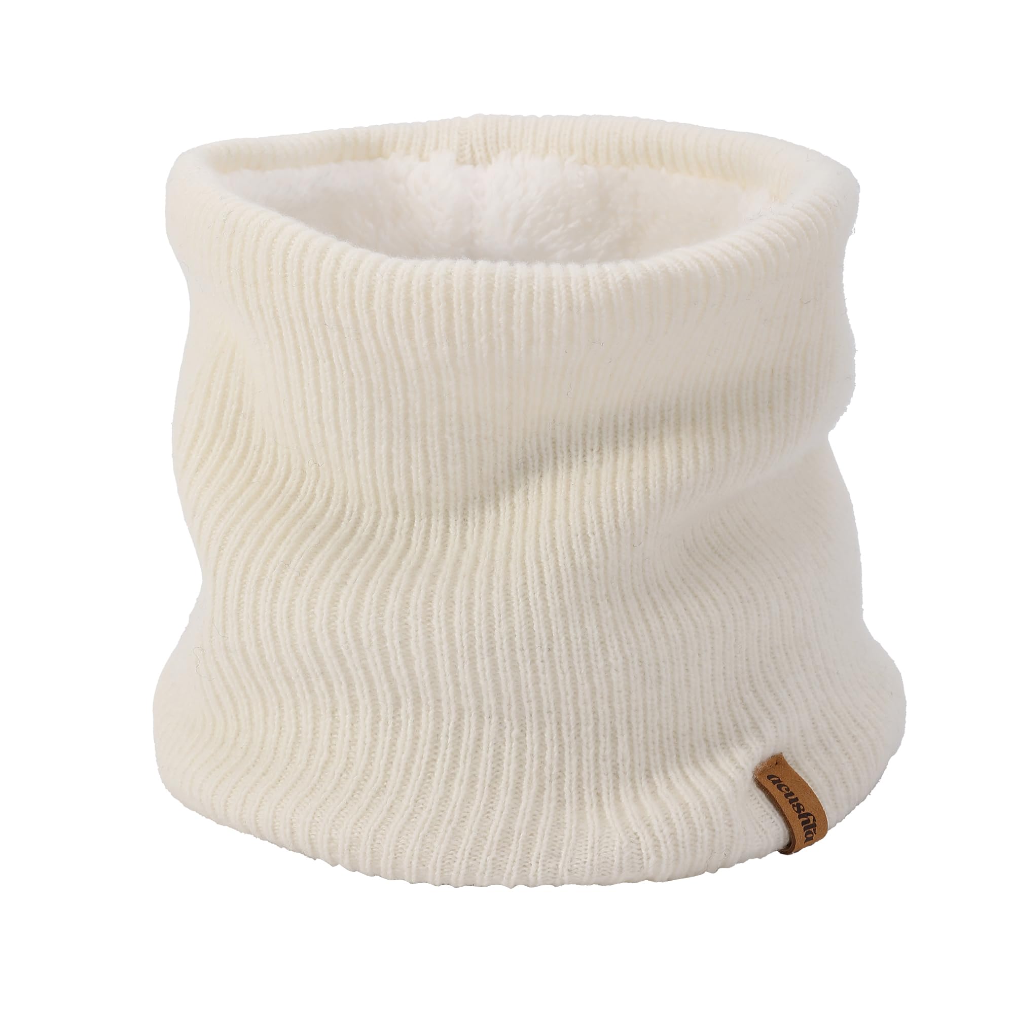 ACUSHLA Merino Wool Neck Gaiter for Men & Women - Fleece Lined Heavyweight Warm Knitted Scarf Neck Warmer Ski Face Mask (Creamy White)