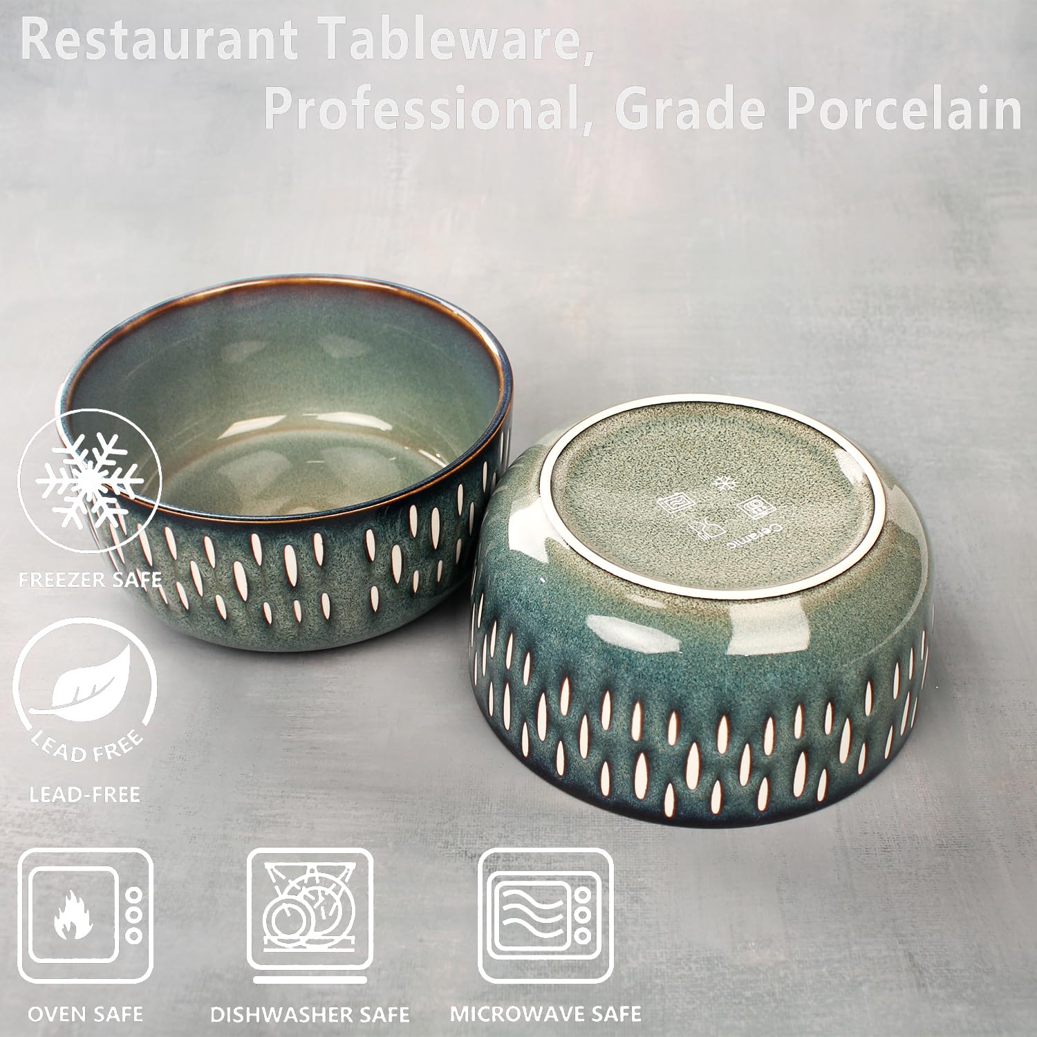 Lot de 6 bols à céréales en céramique de 14 cm – Bols à soupe, salade, pâtes, flocons d'avoine, ramen – Bols à riz et crème – Résistants aux éclats – Passe au lave-vaisselle et au