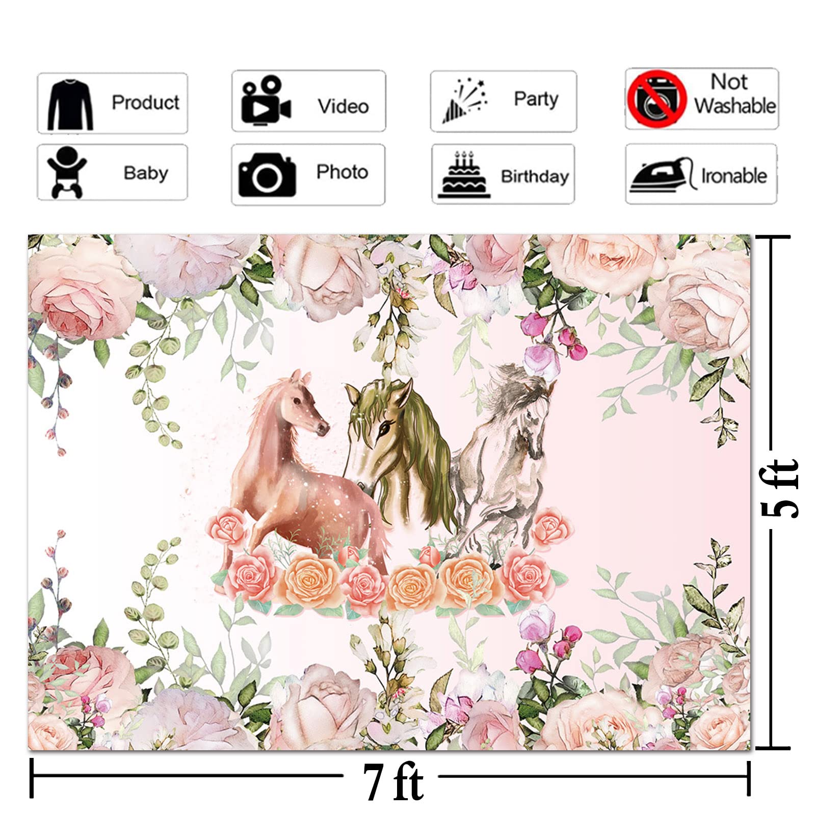 Cowgirl Geburtstags-Hintergrund – 2,1x1,5 M, Rosa Western-Deko Mit Pferd-Motiv