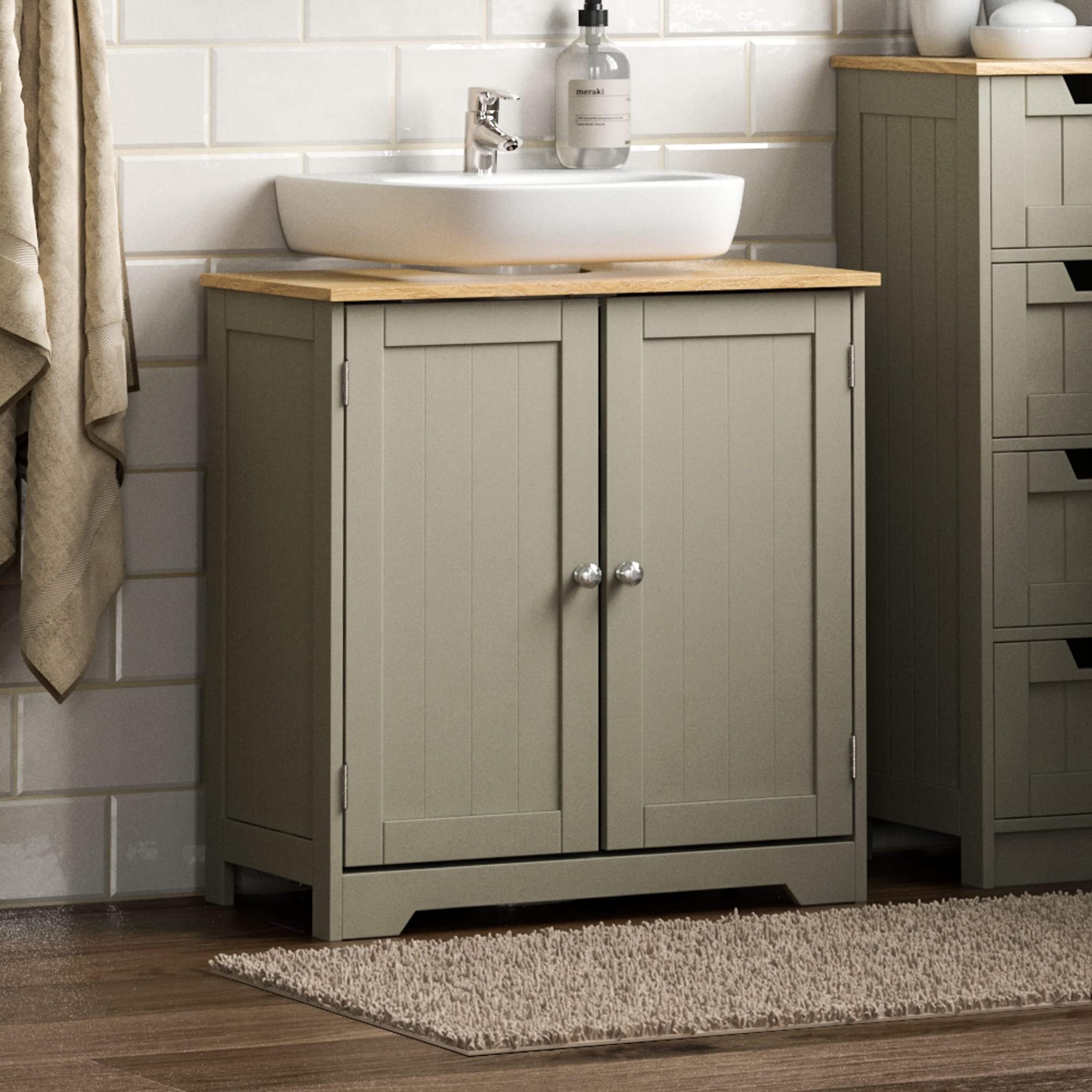 Bath Vida Priano 2ドア シンク下キャビネット グレー