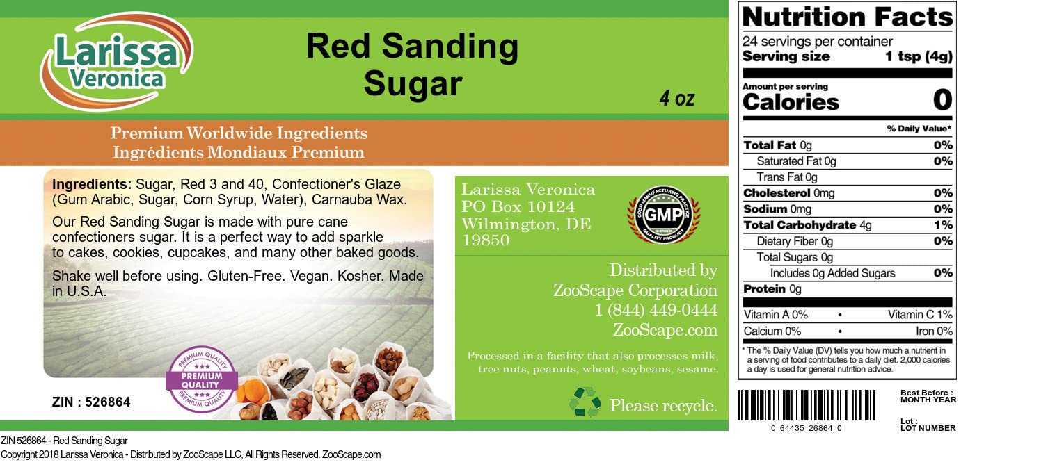Amazon.com : Red Sanding Sugar (4 oz, ZIN: 526864) : Grocery 