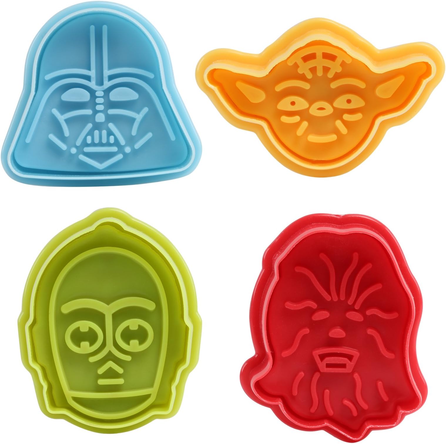 GWHOLE Set of 4 Pieces Star Wars Cookie Cutters Plungers Mold for Cake Sugarcraft Fondant Bakeware Decoration